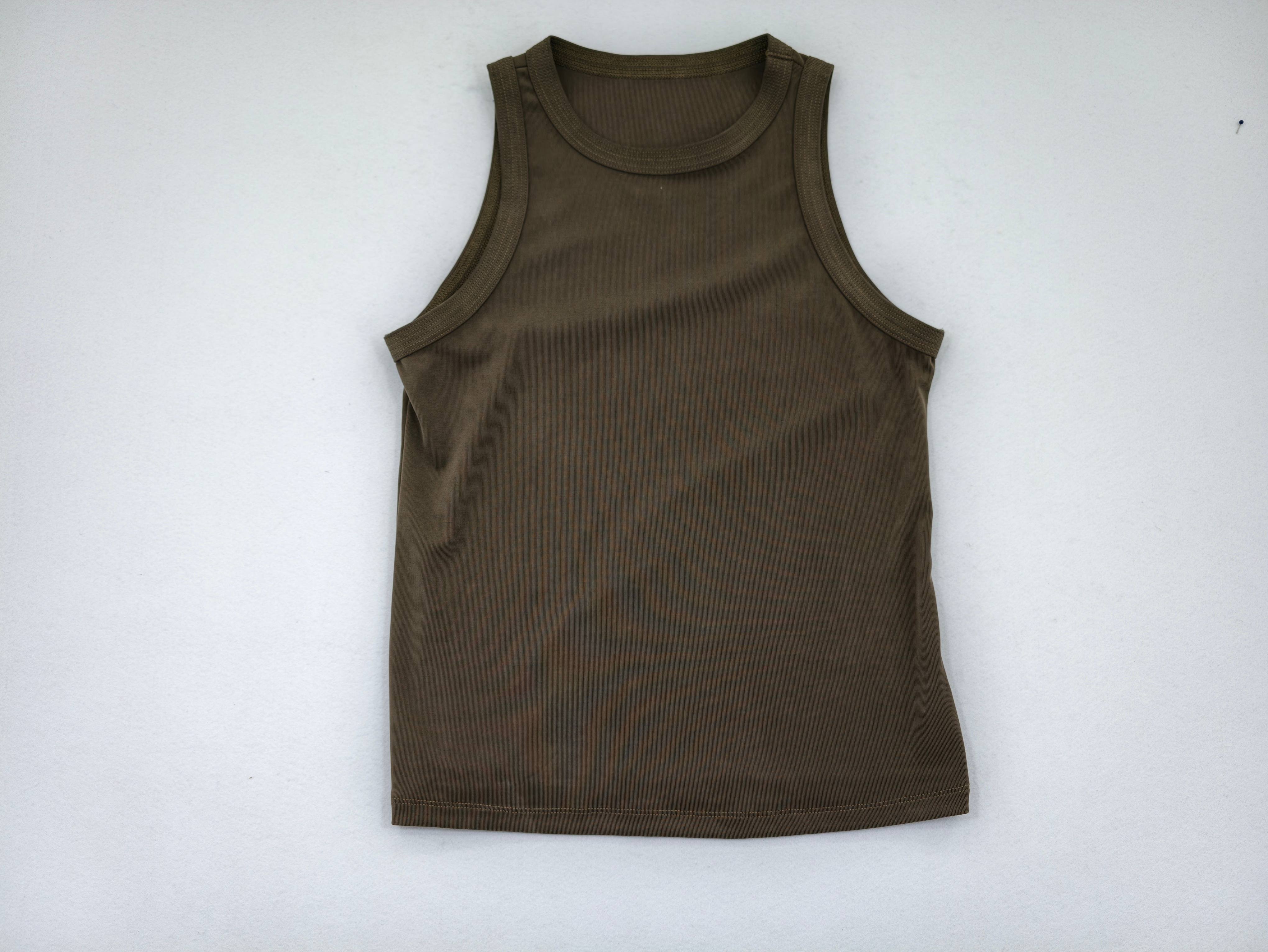 High-armhole tank top prepared for private label sampling