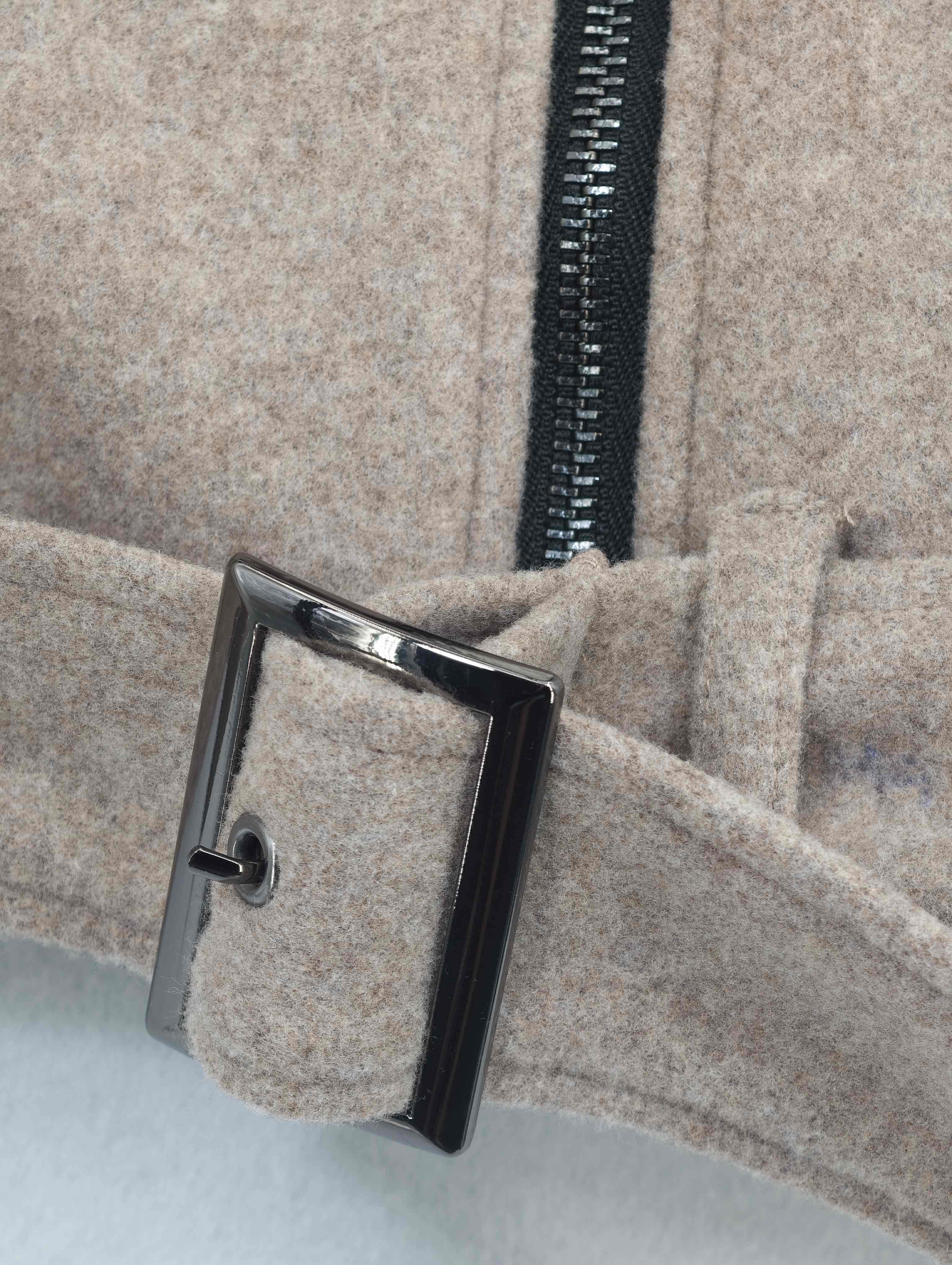 Self-fabric belt with metal buckle and eyelets