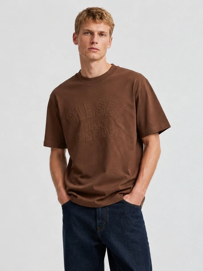 Brown tonal graphic T-shirt front view