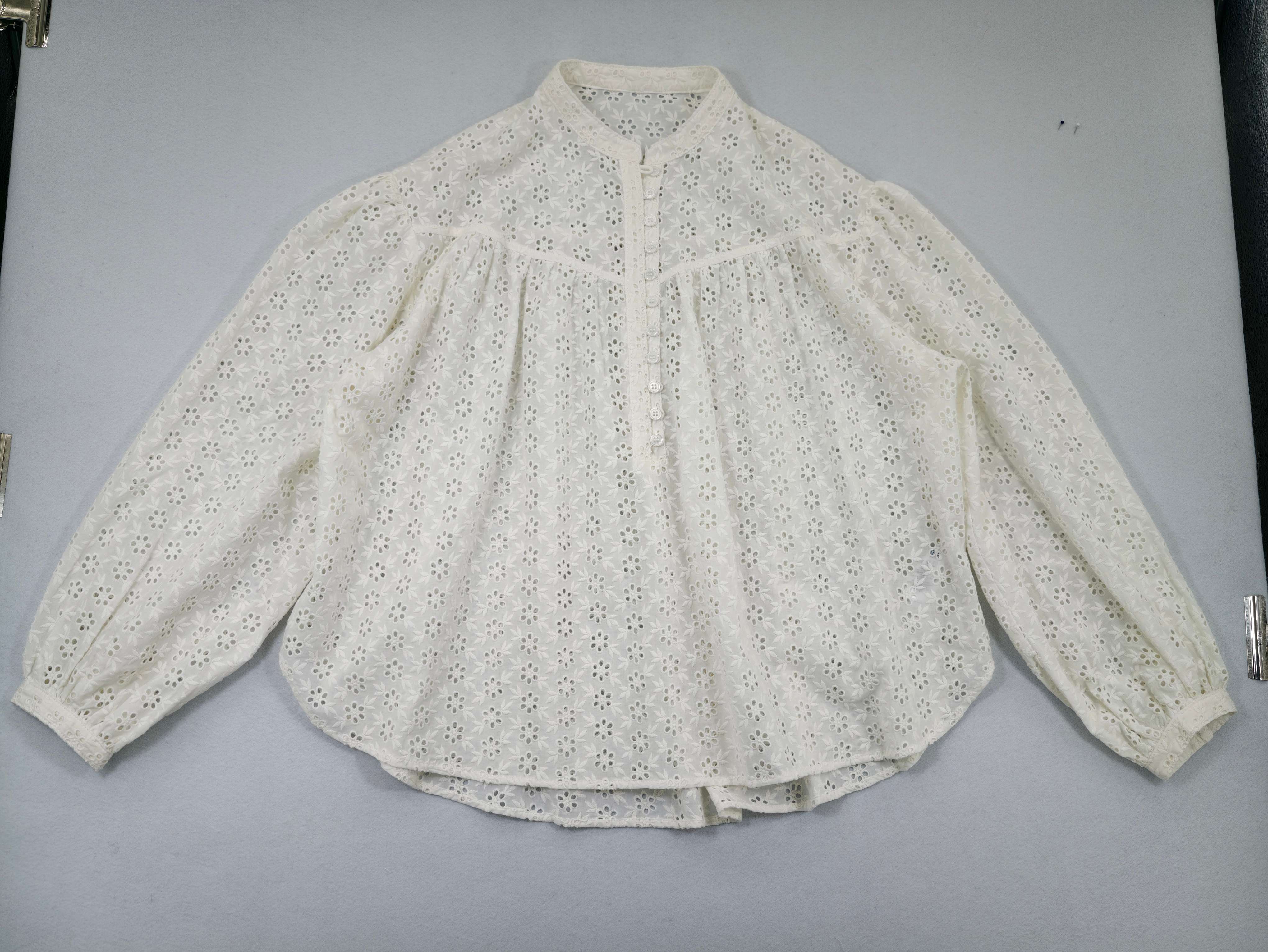 Eyelet cotton voile blouse front flat view for custom production