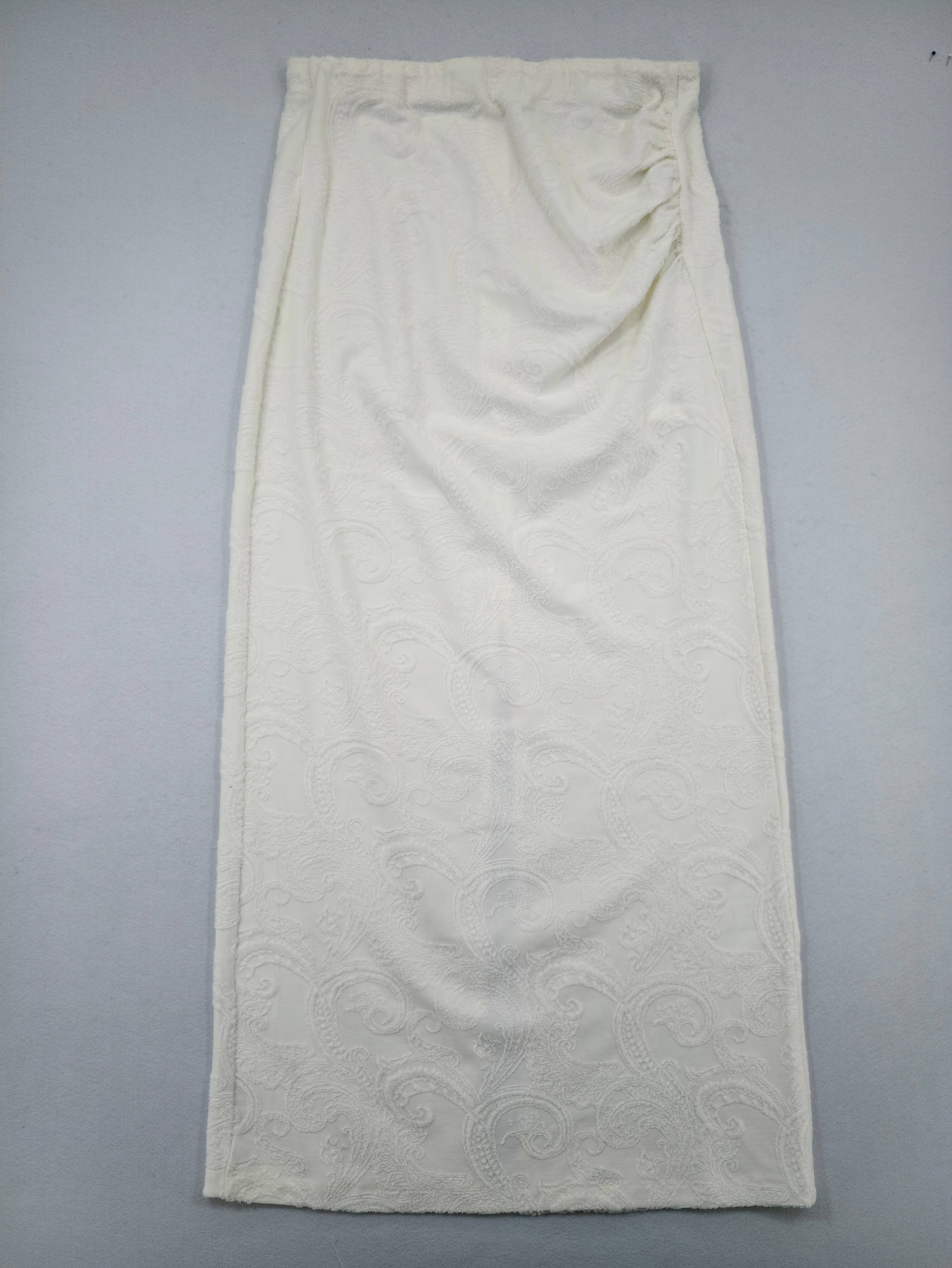 White textured midi skirt front flat view for custom production