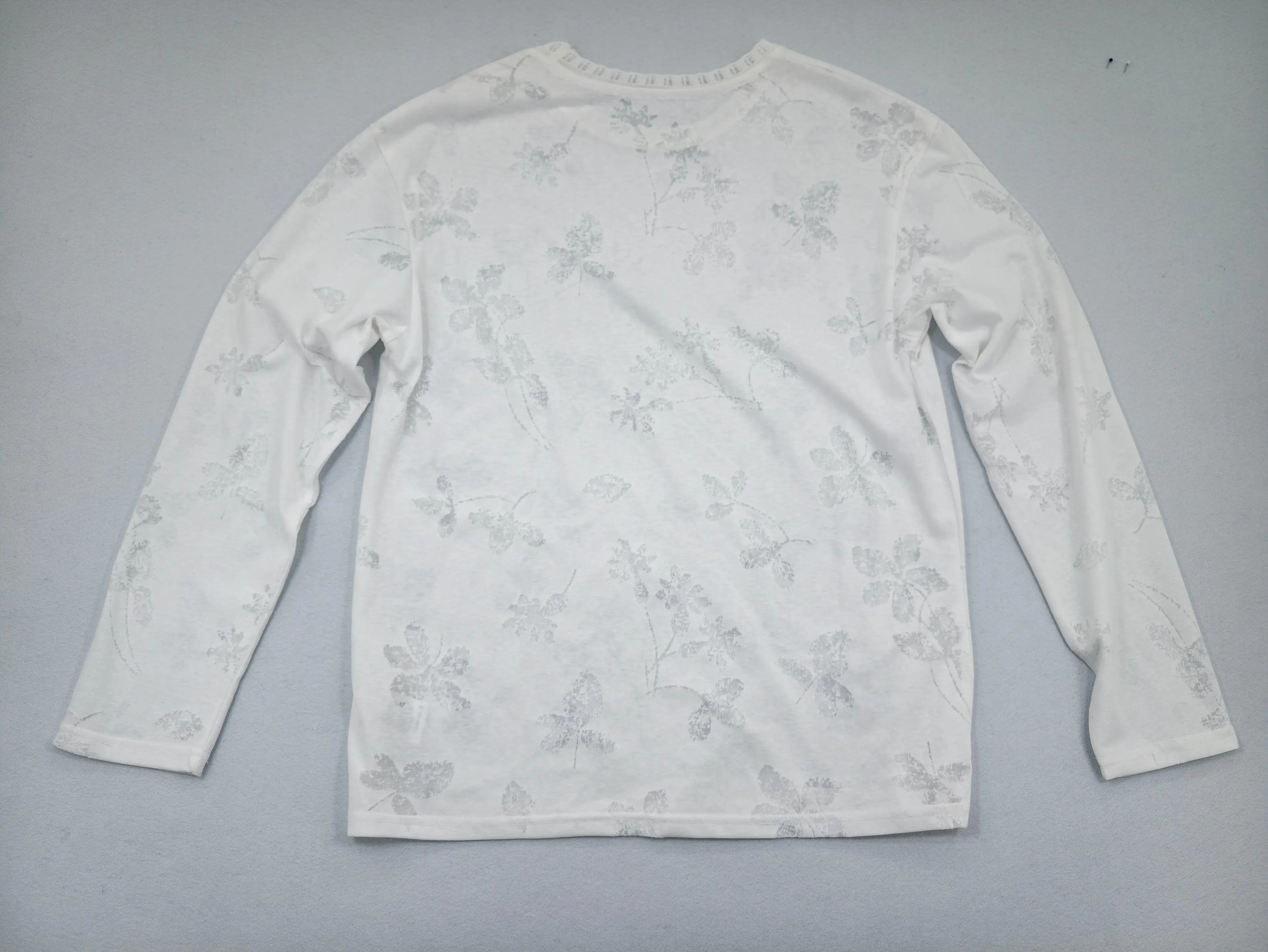 Back view of lightweight botanical long-sleeve tee