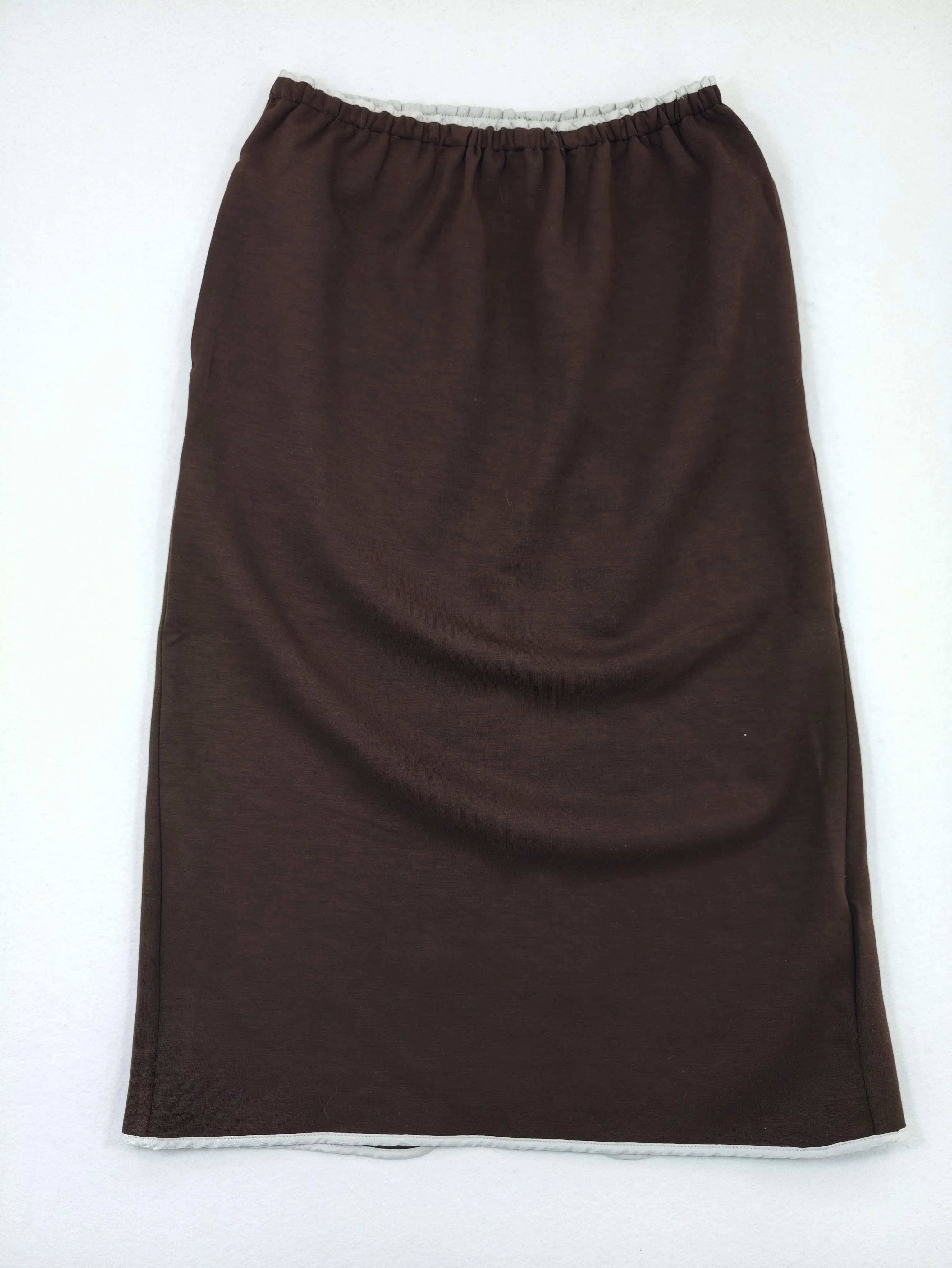 Brown A-line midi skirt front flat view