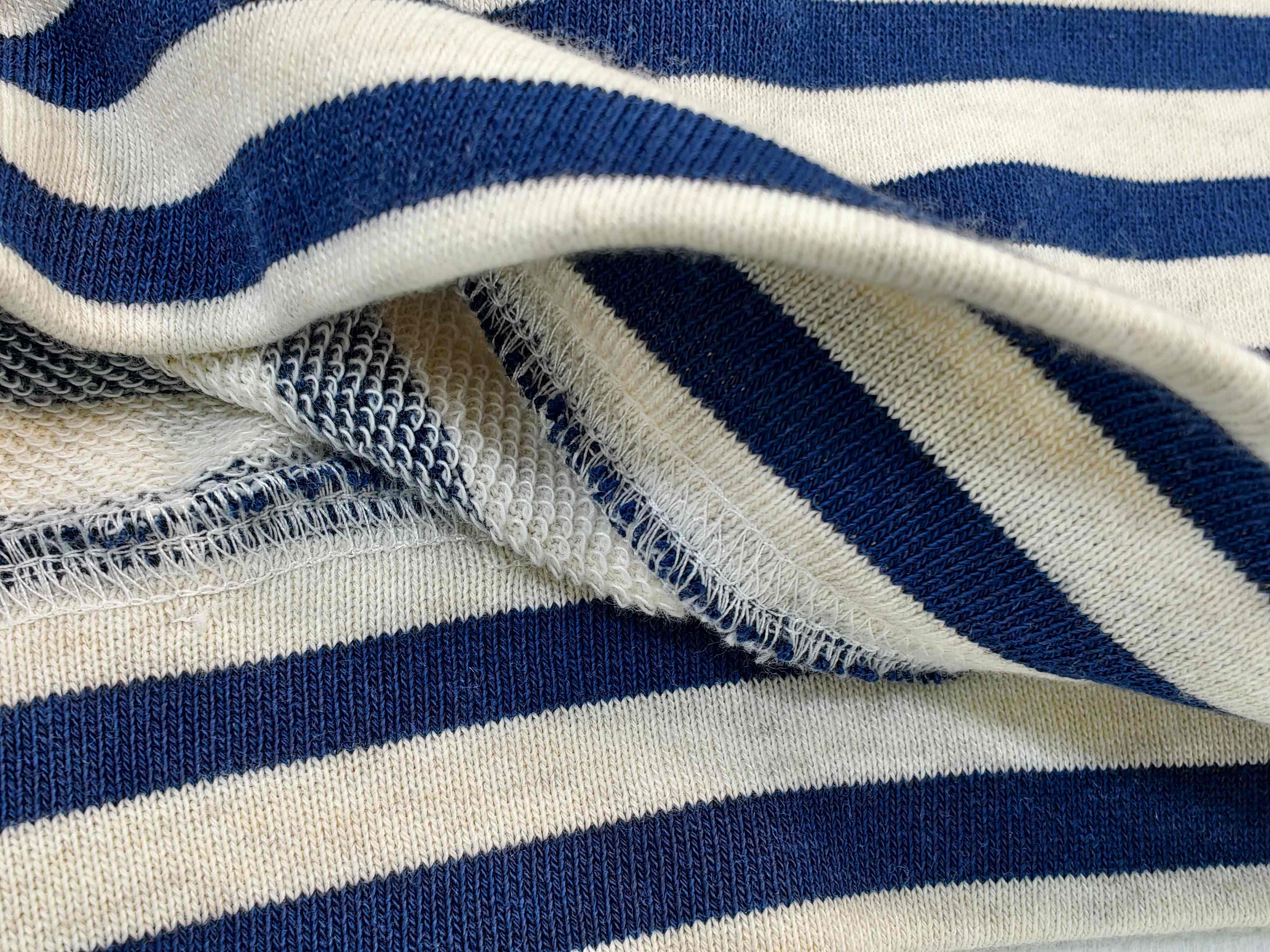 Cotton-blend striped knit and loopback interior detail