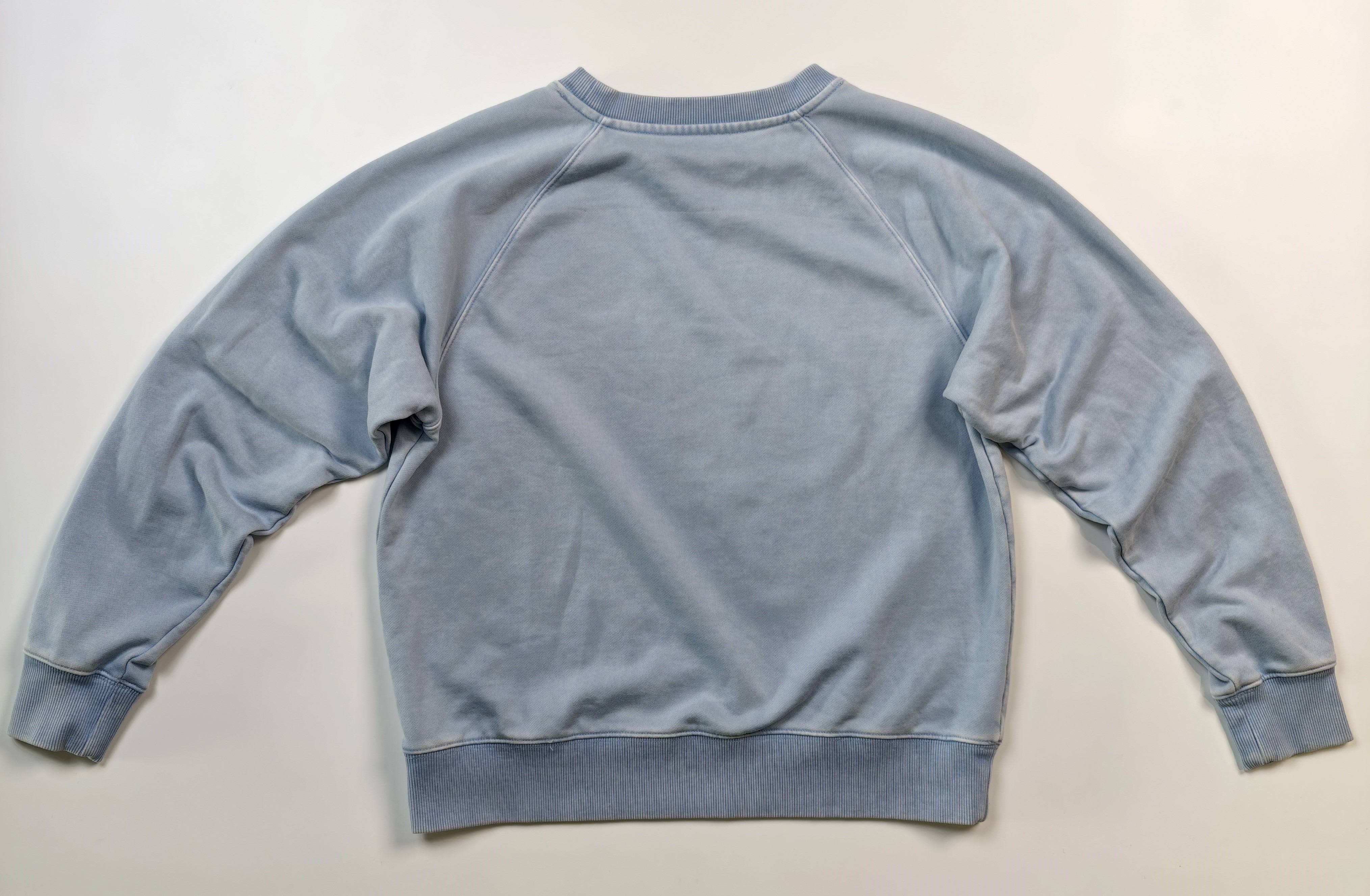 Back view of raglan sleeve French terry sweatshirt