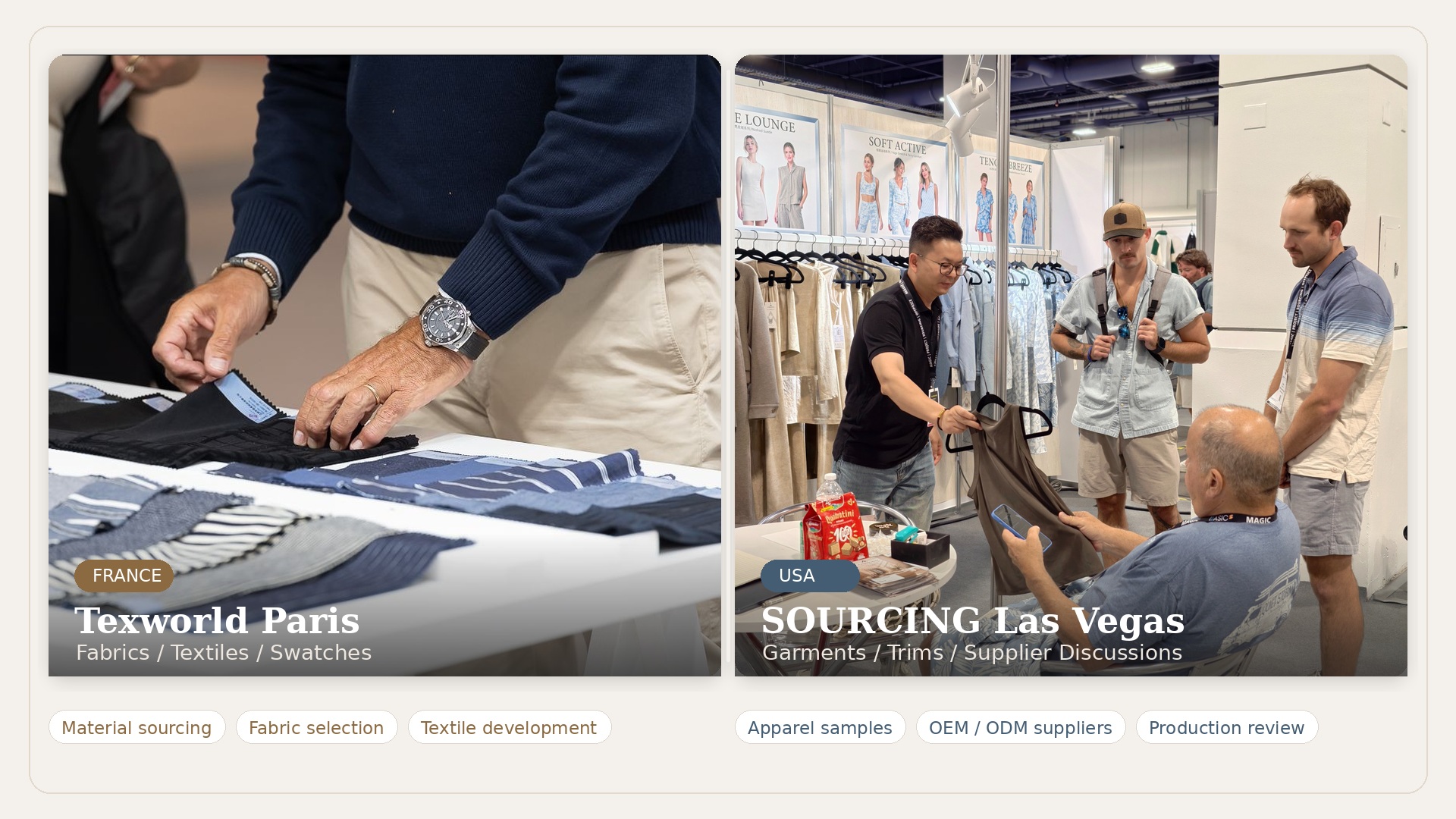 Key sourcing differences between Texworld Paris and SOURCING Las Vegas