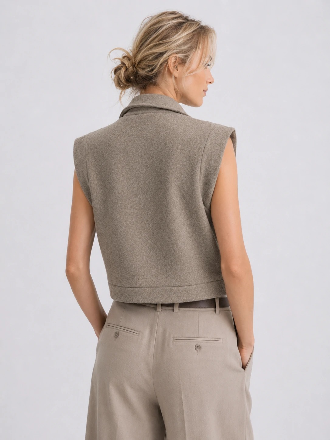 OEM women’s cropped sleeveless vest back view