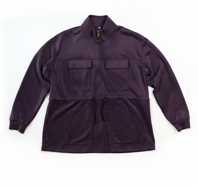 Four-pocket zip jacket prepared for private label sampling