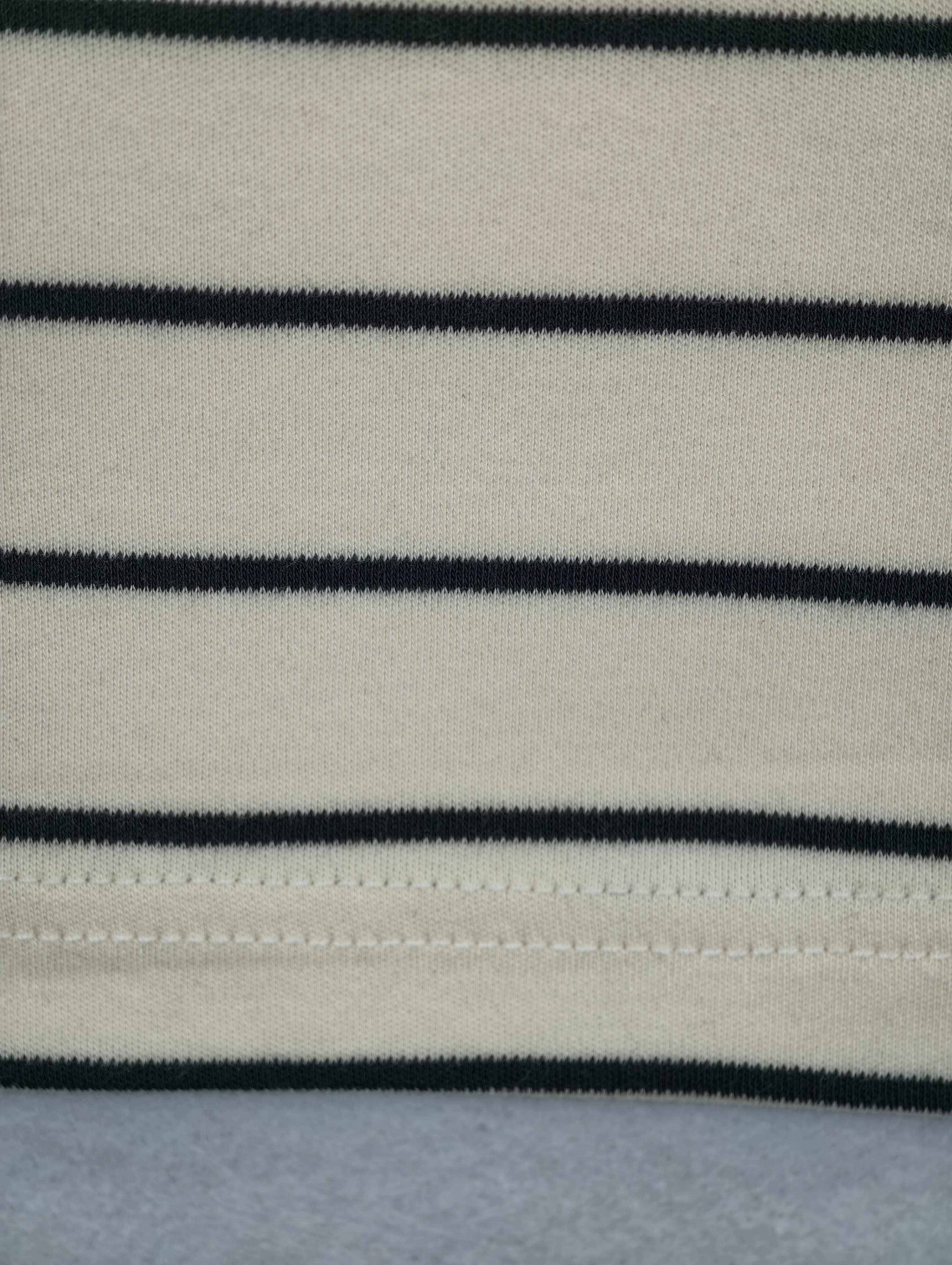 Post-wash striped knit hem detail