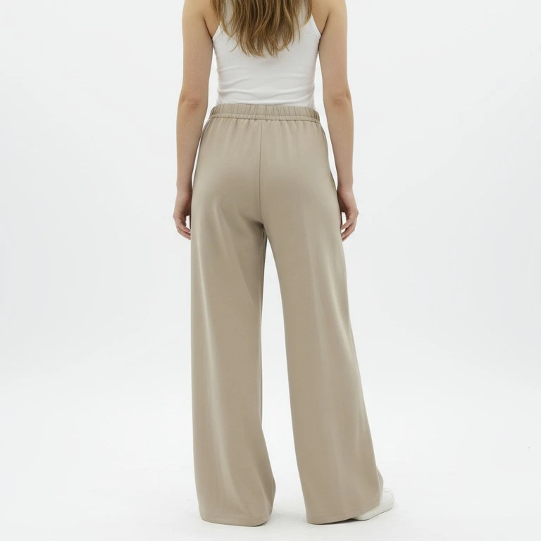 Back view with elastic waist and fluid legs
