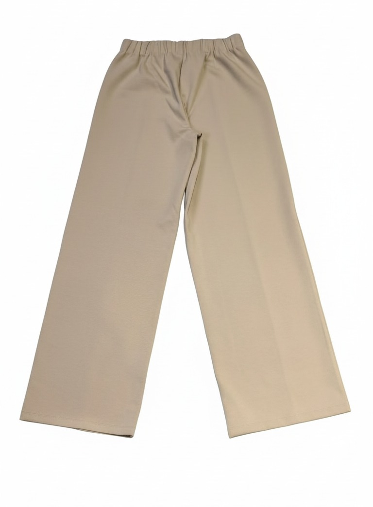 Back flat view of stretch knit wide-leg pants