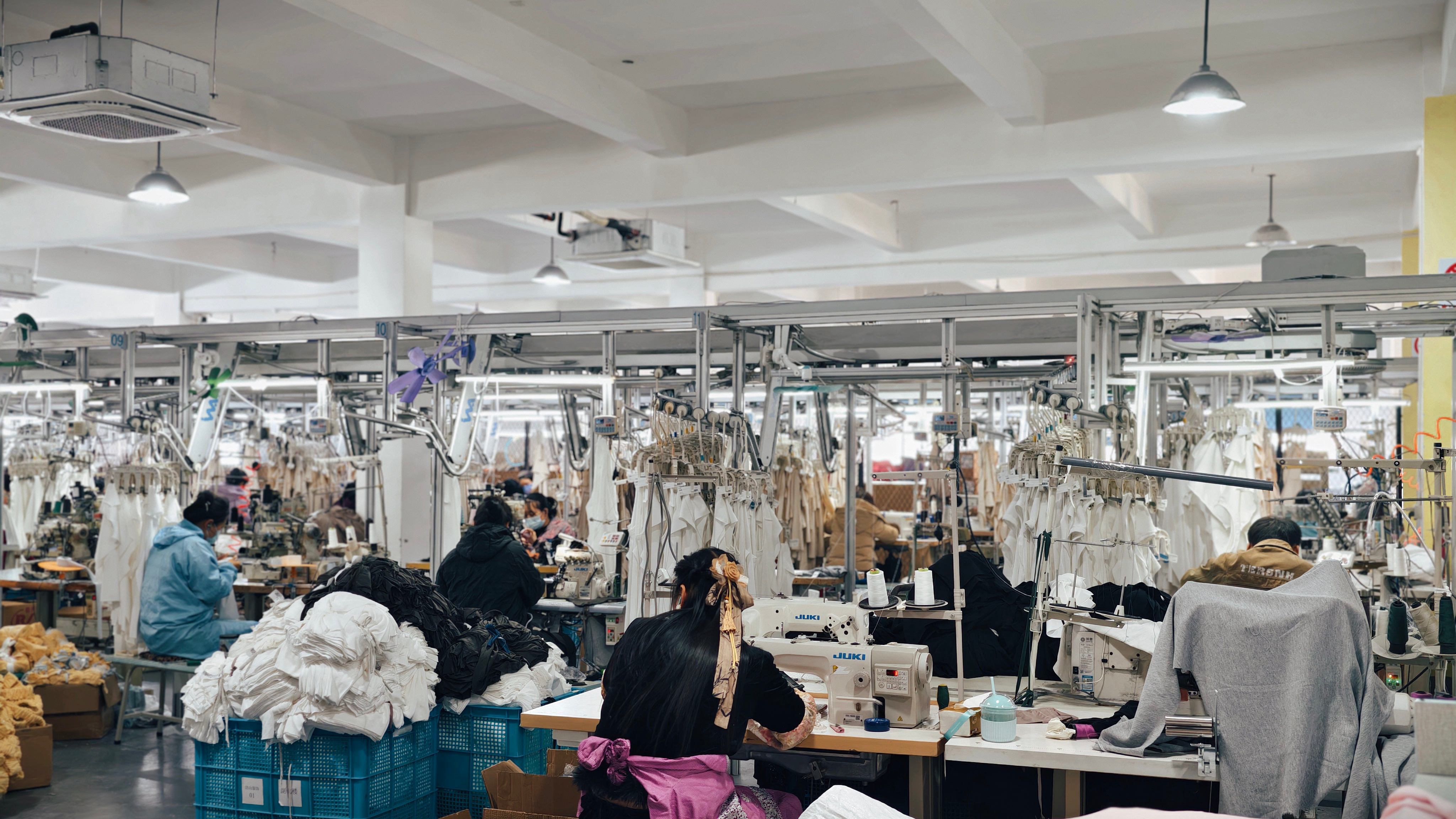 Chinese garment factory production line for bulk apparel manufacturing