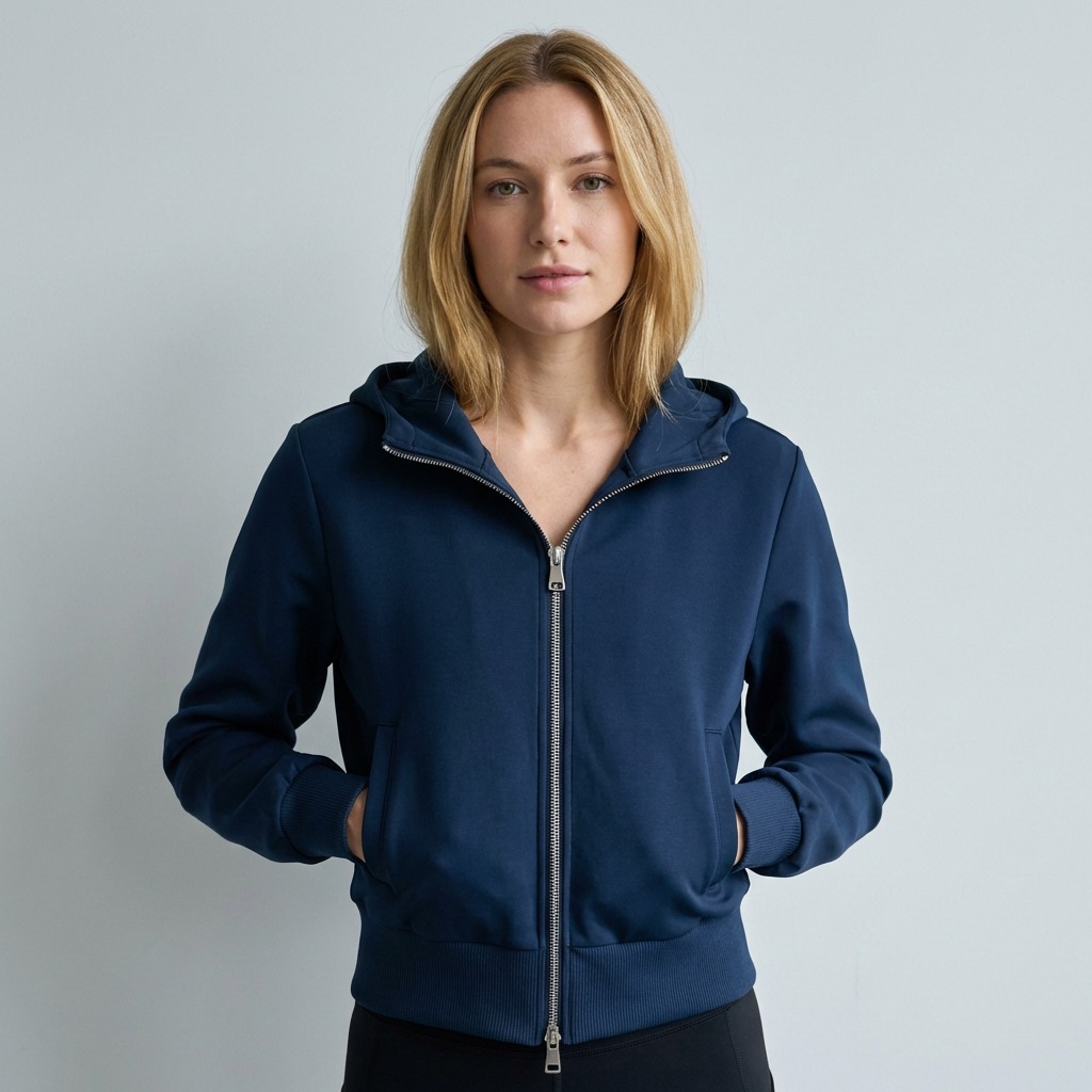 Sand-washed modal scuba zip hoodie front view