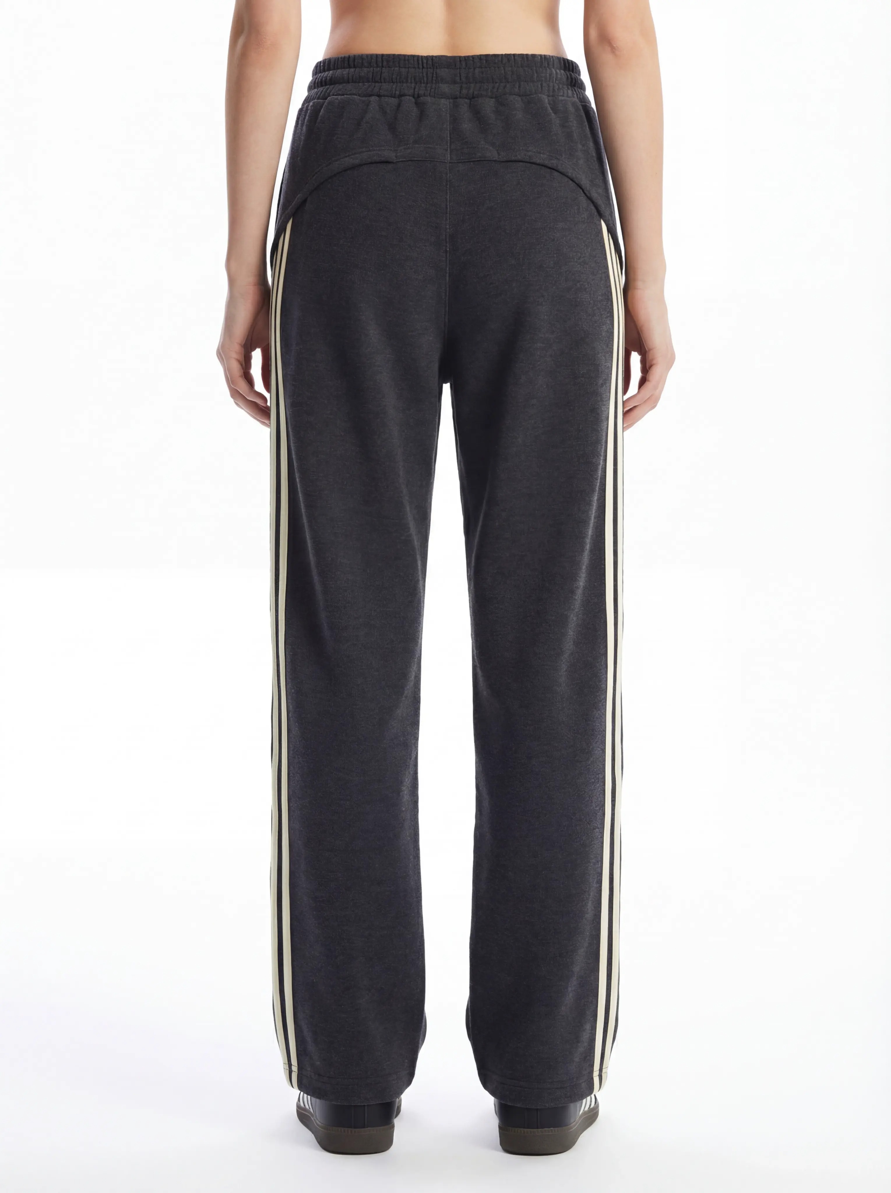 Back view with straight legs and triple side stripes