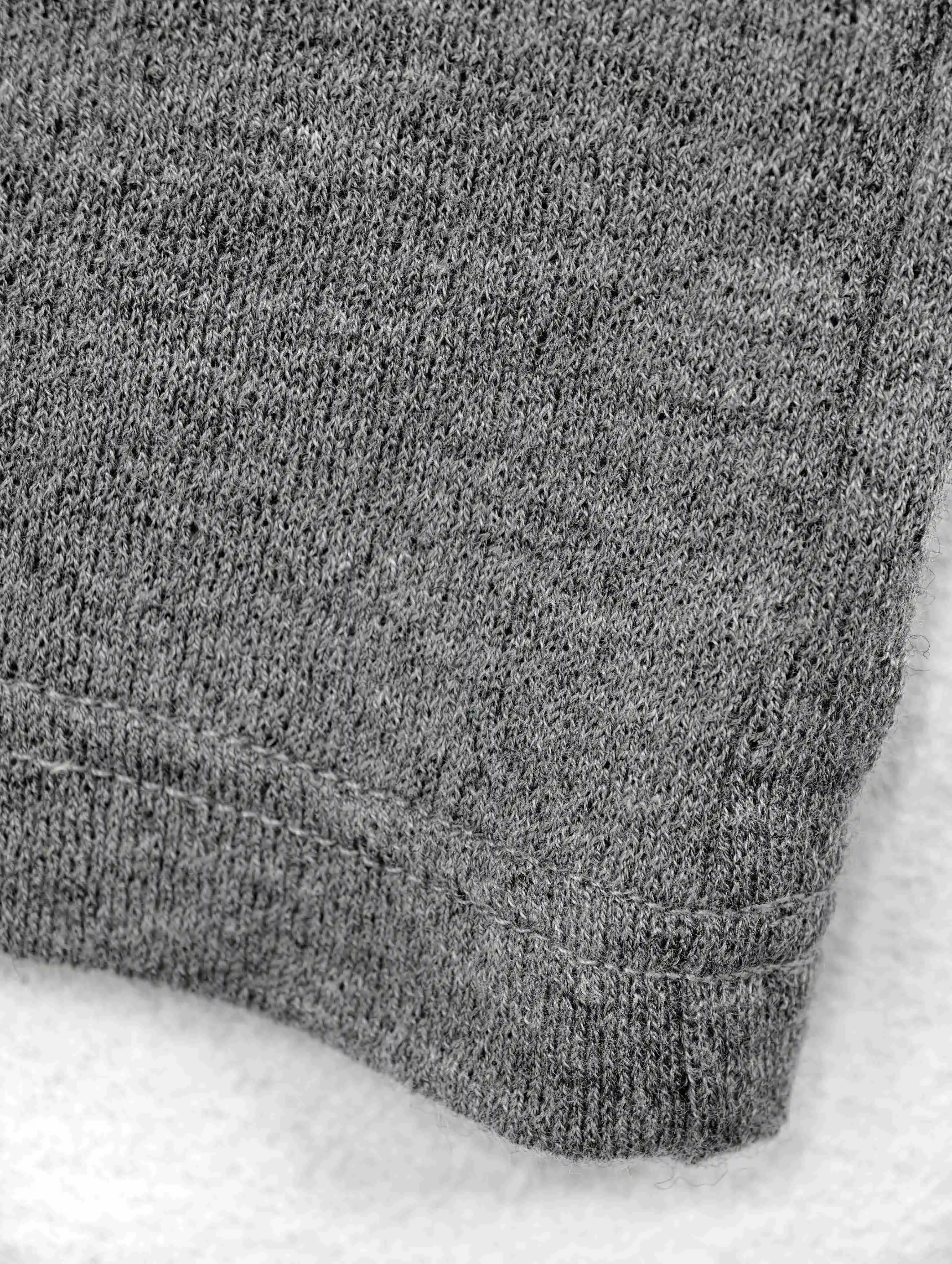 Heathered jersey hem finished for consistent bulk production