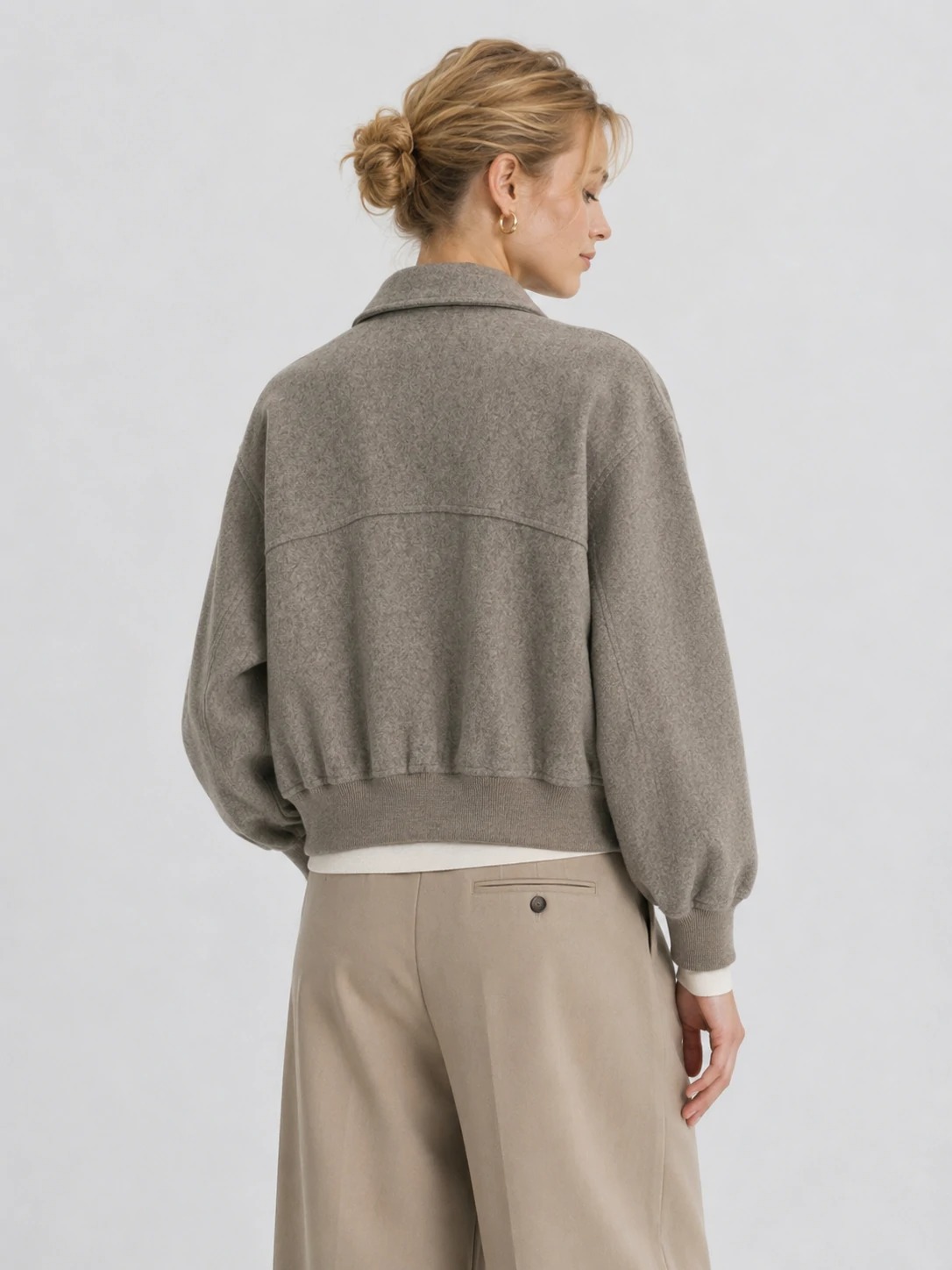 Relaxed bomber jacket back view for OEM collections