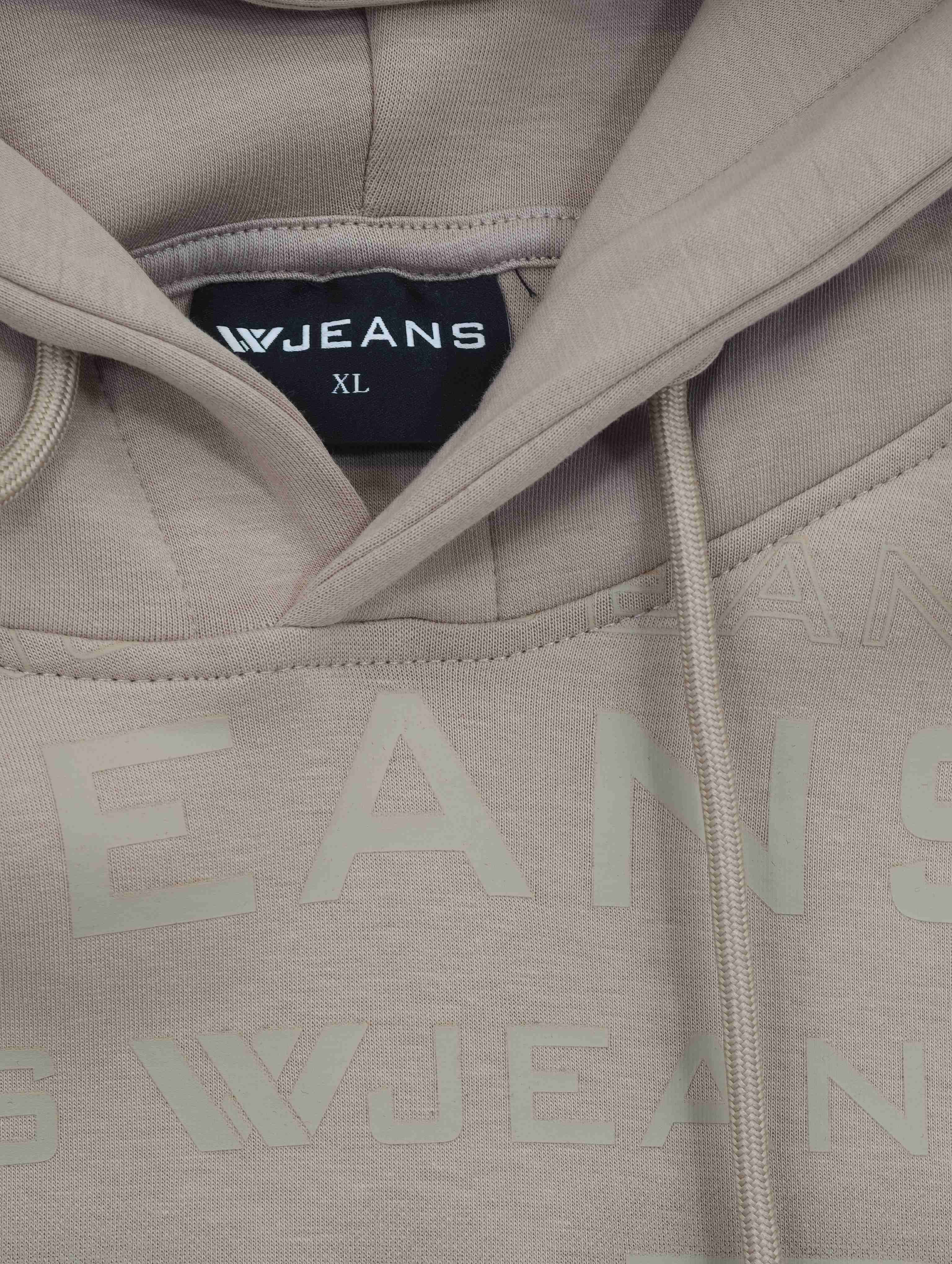 Drawcord hood and custom woven neck label detail