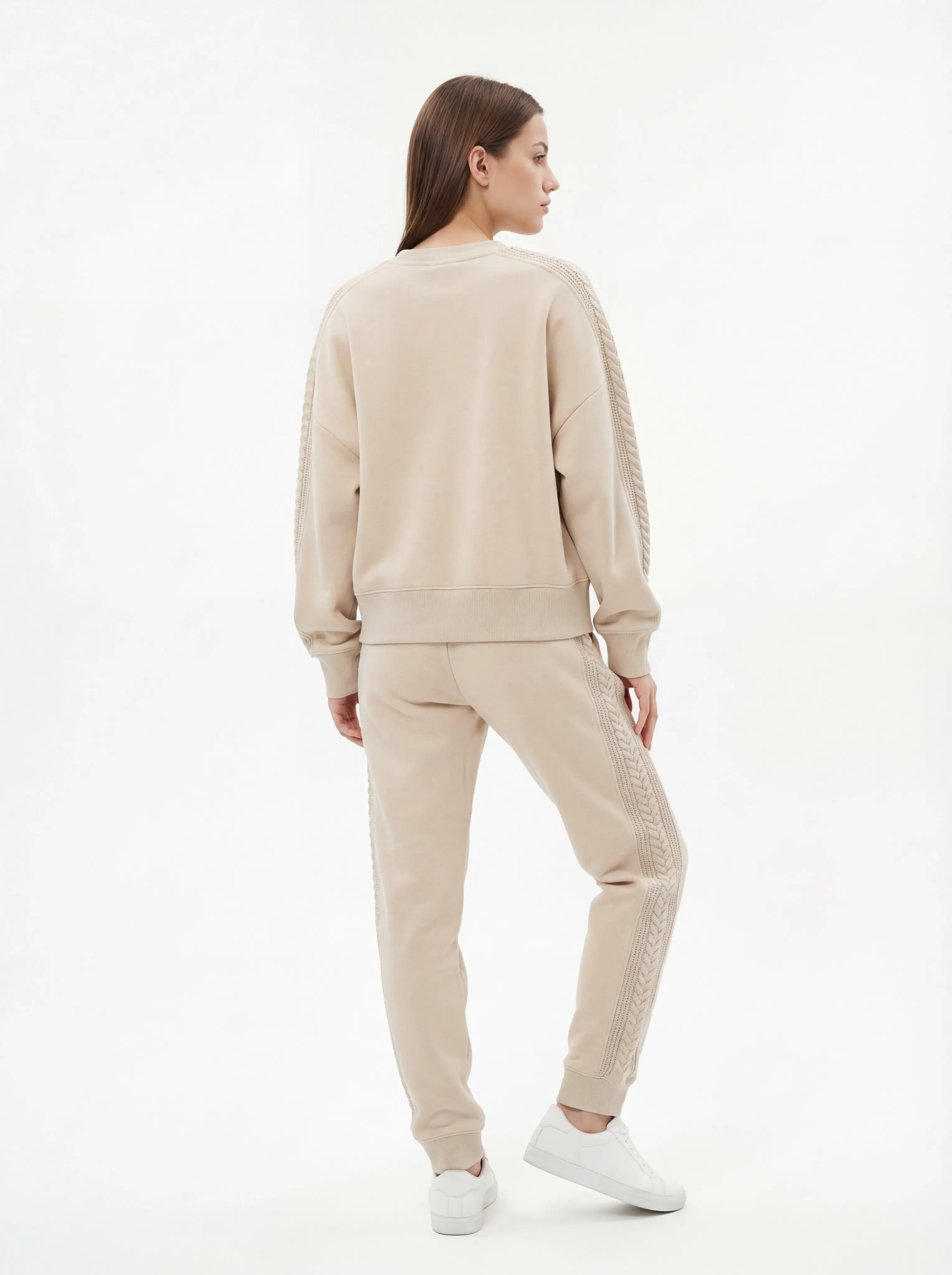 Matching fleece set back view with textured side panels