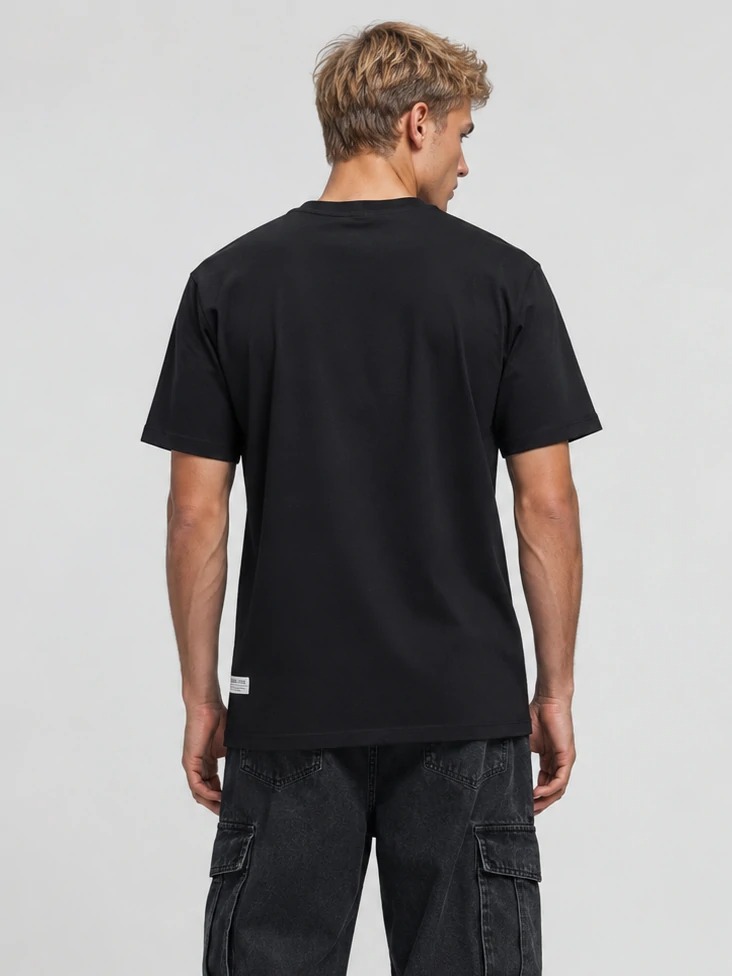 Clean back view of heavyweight cotton crew-neck tee