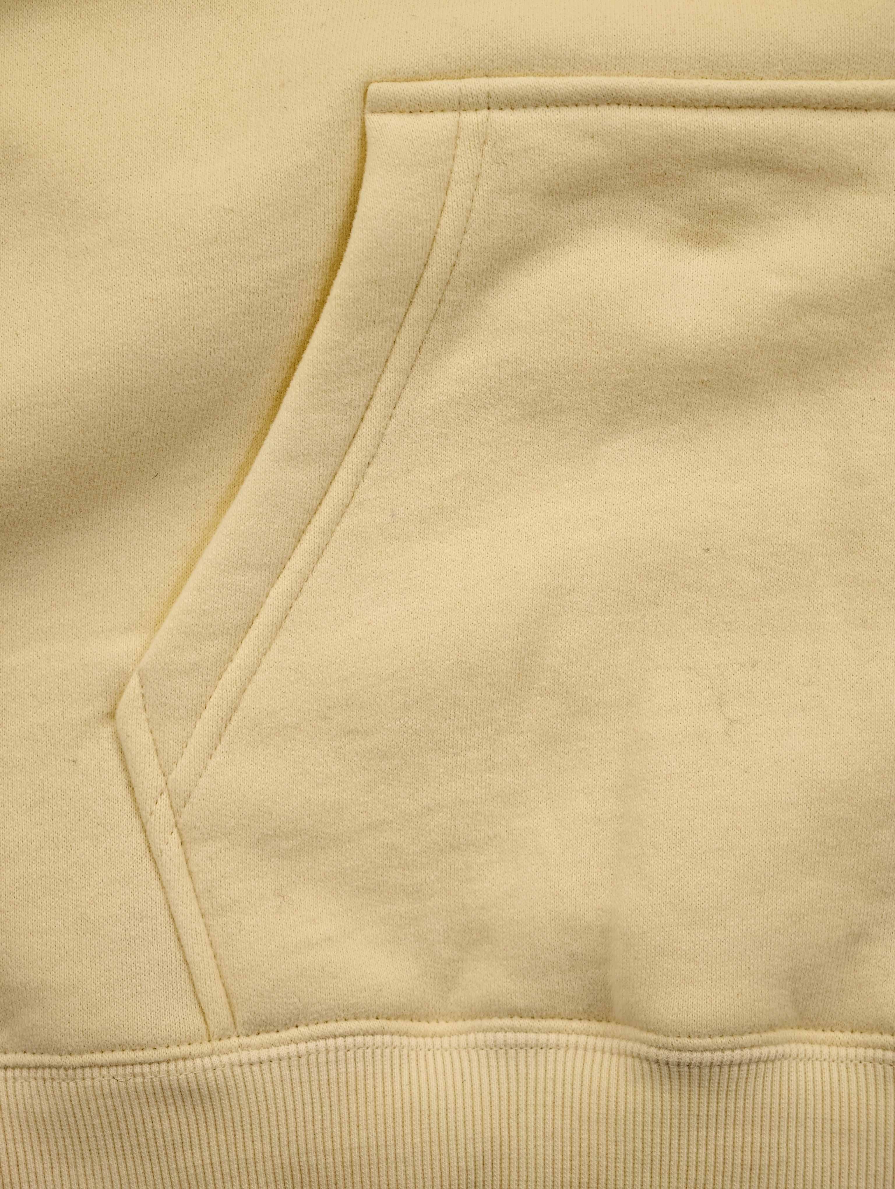 Kangaroo pocket opening with reinforced edge stitching