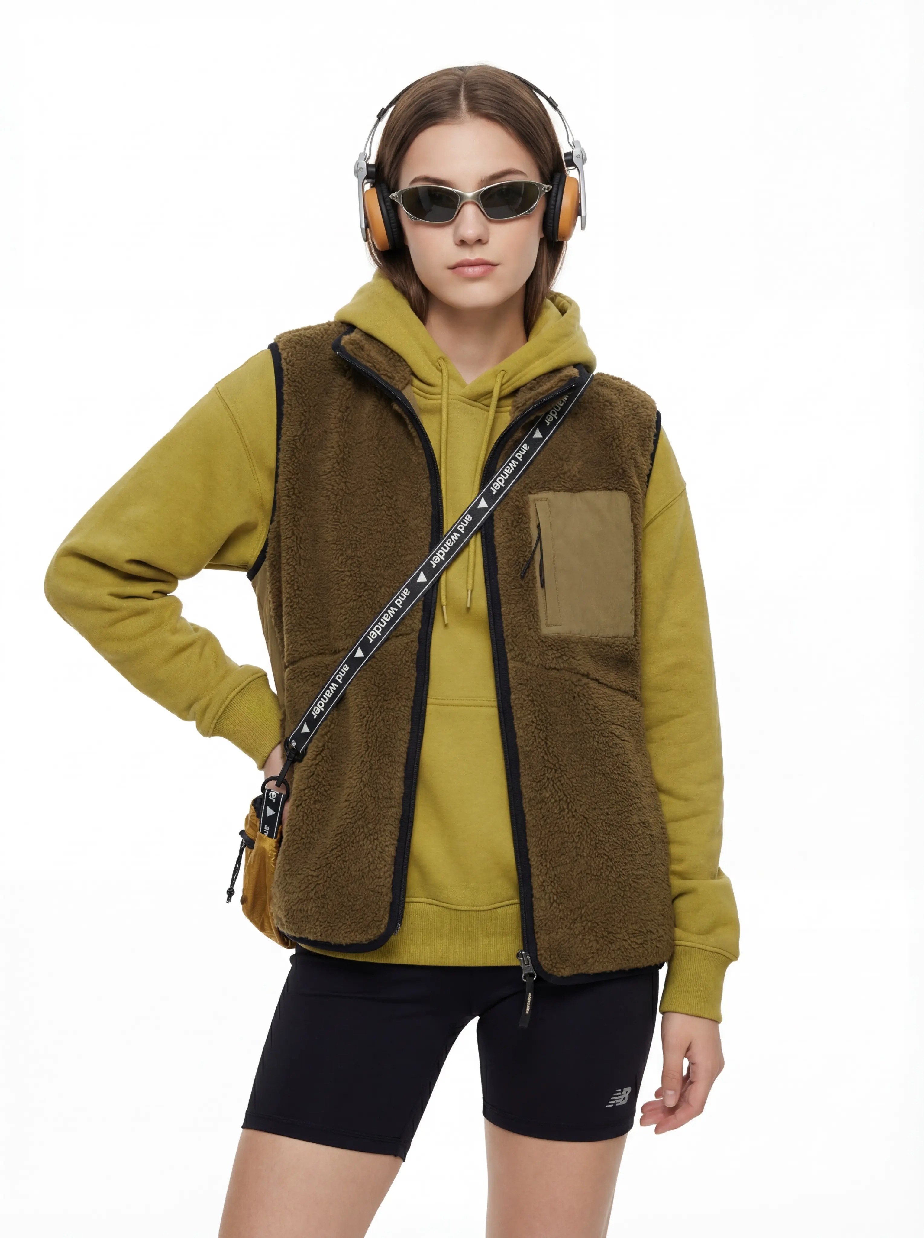 Poly-lined Sherpa utility vest for custom outerwear collections