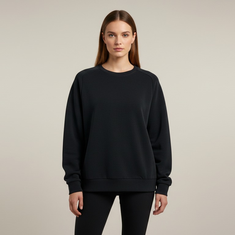 Black modal scuba sweatshirt front view for custom production