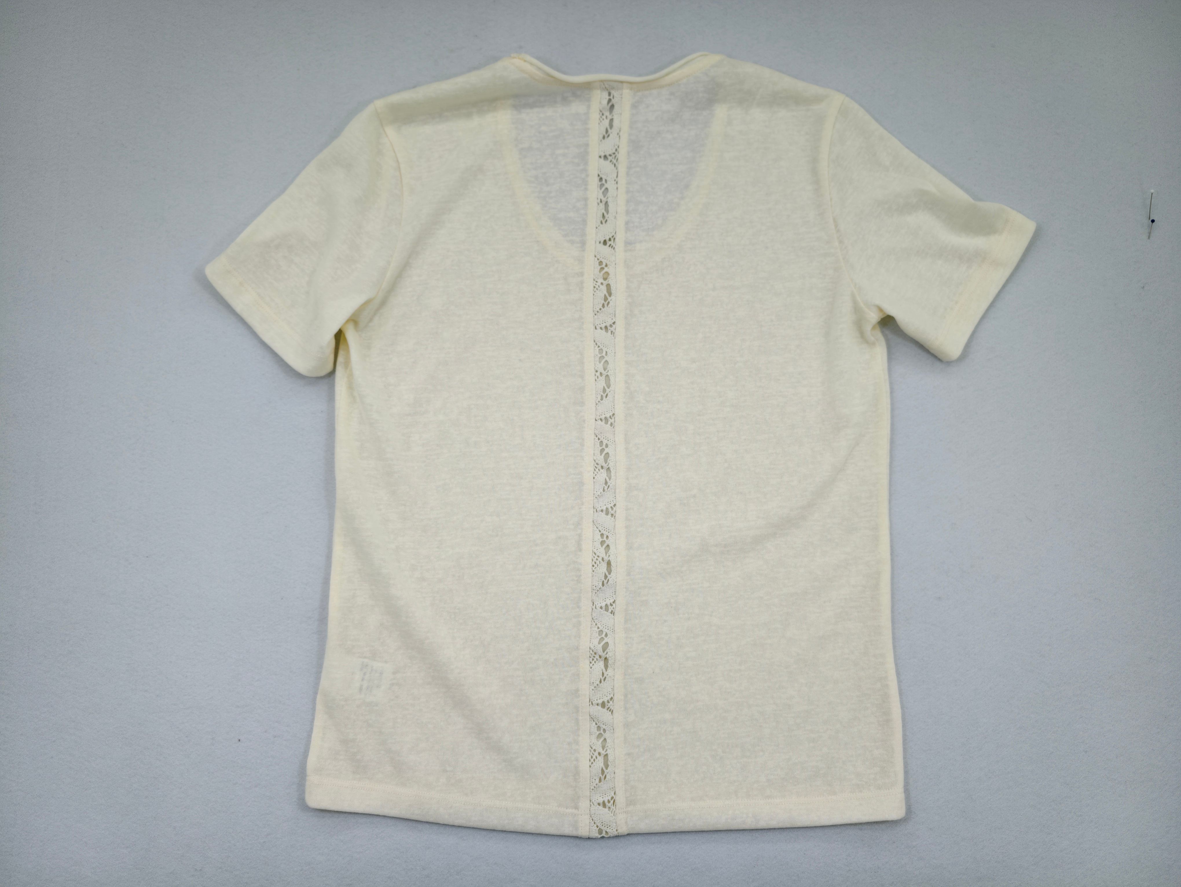 Back view with vertical lace insert and relaxed shape