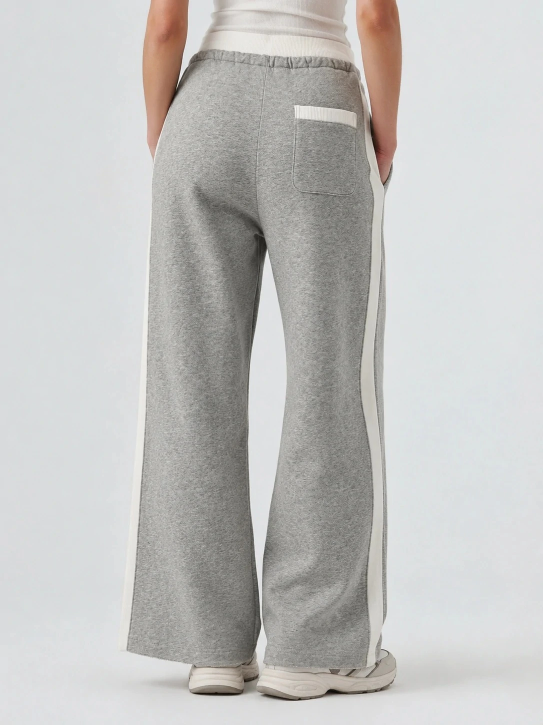 Wide-leg track pants with back patch pocket