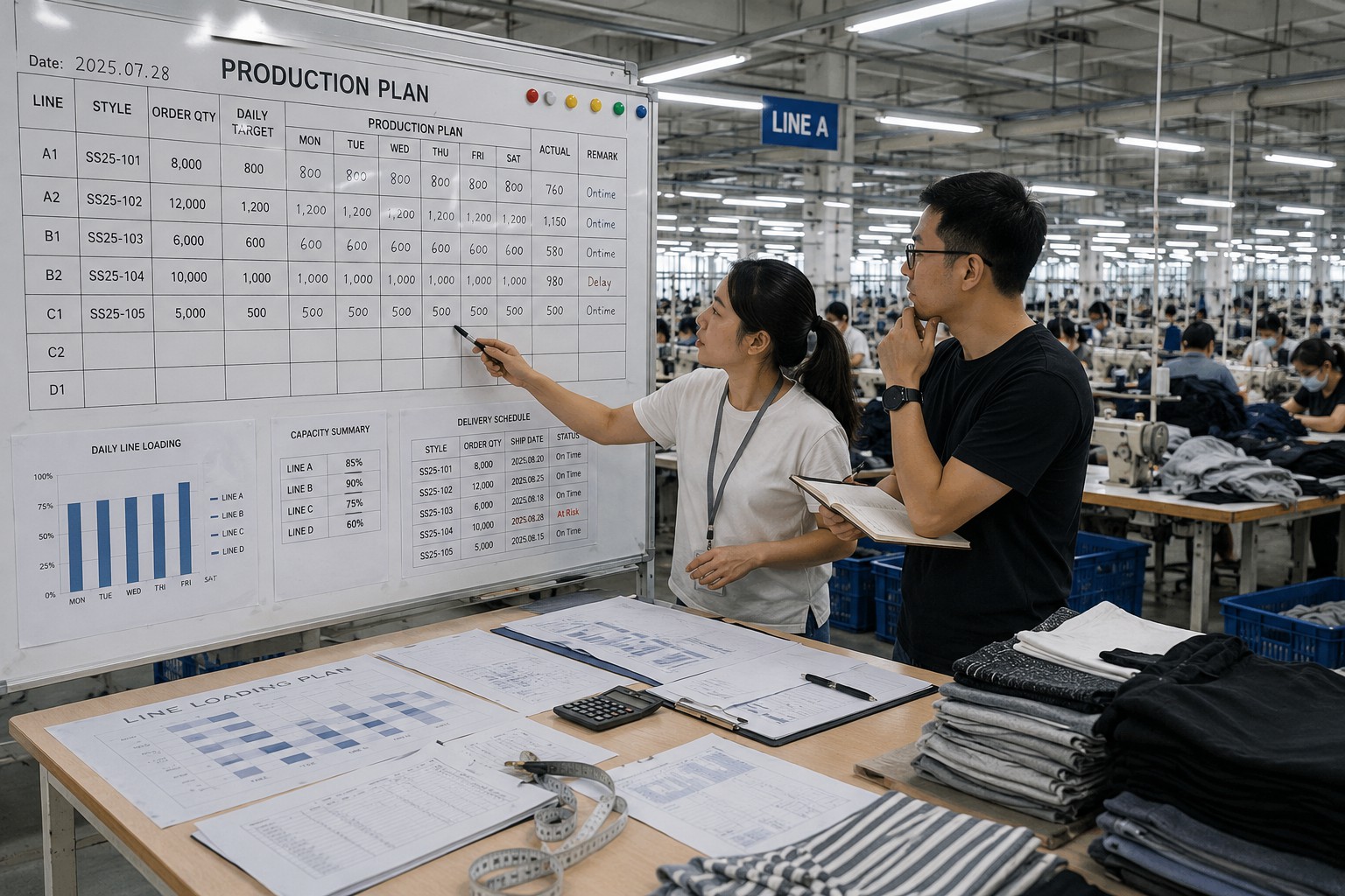 apparel factory capacity and production planning for bulk orders