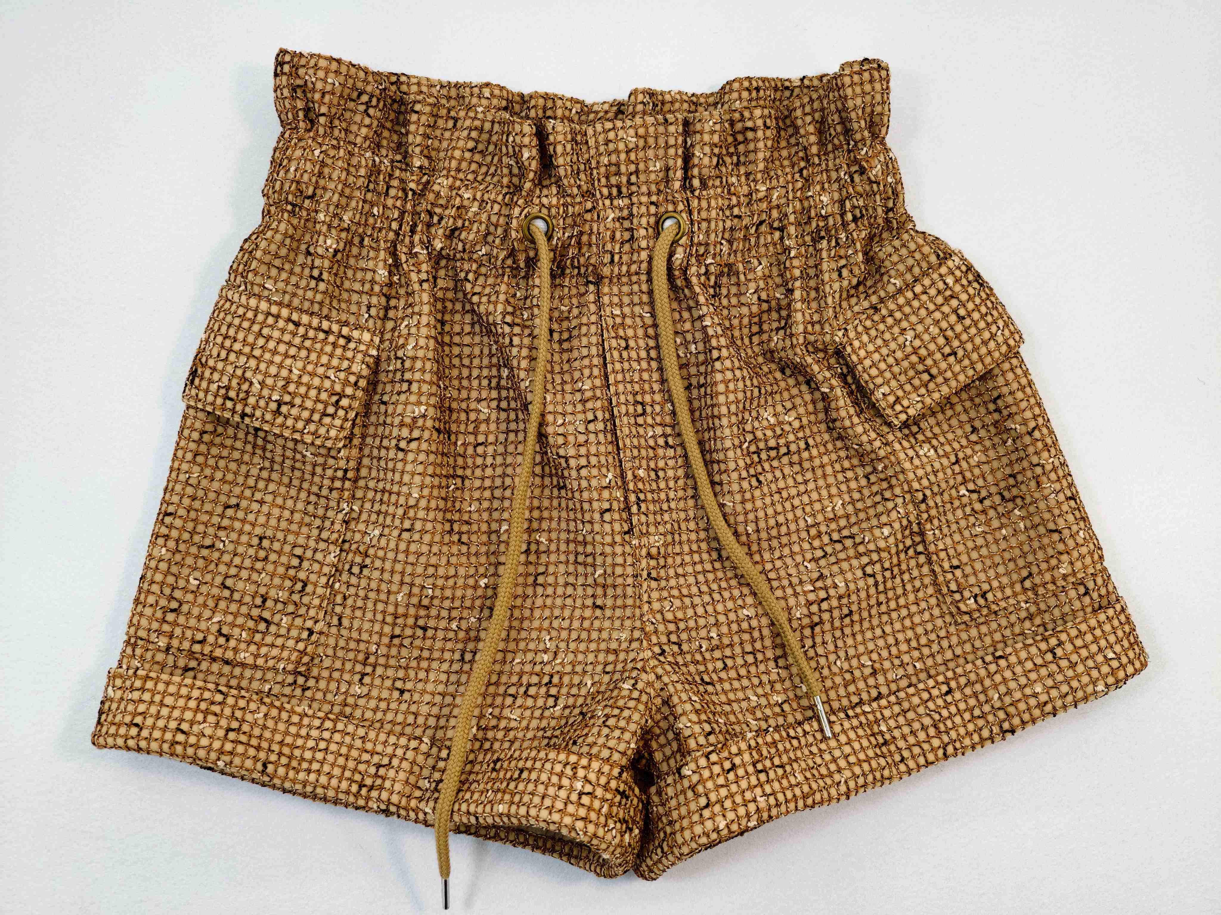 Paperbag cargo shorts with long drawcord and textured bonded surface