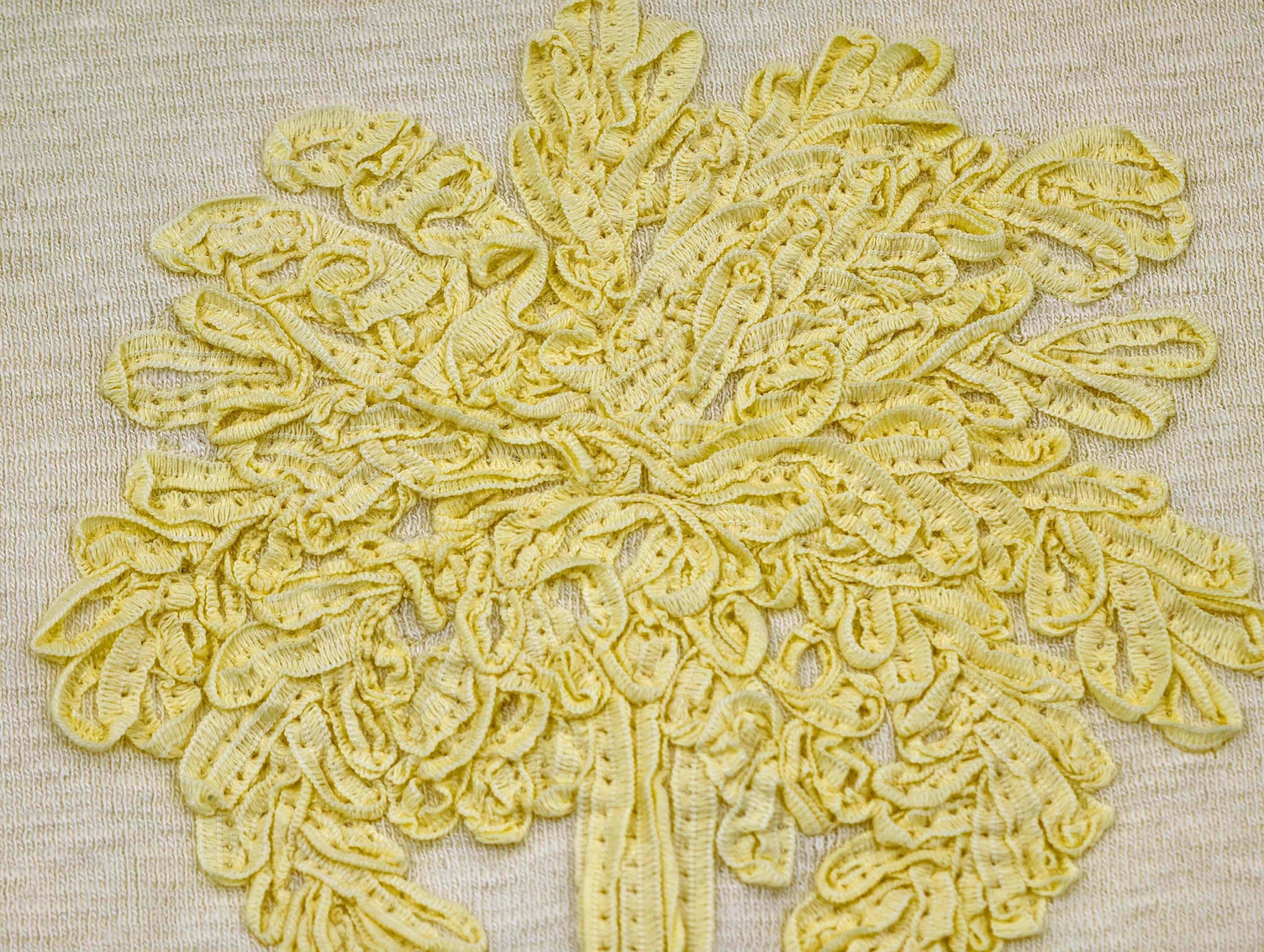 Tonal floral embroidery texture close-up