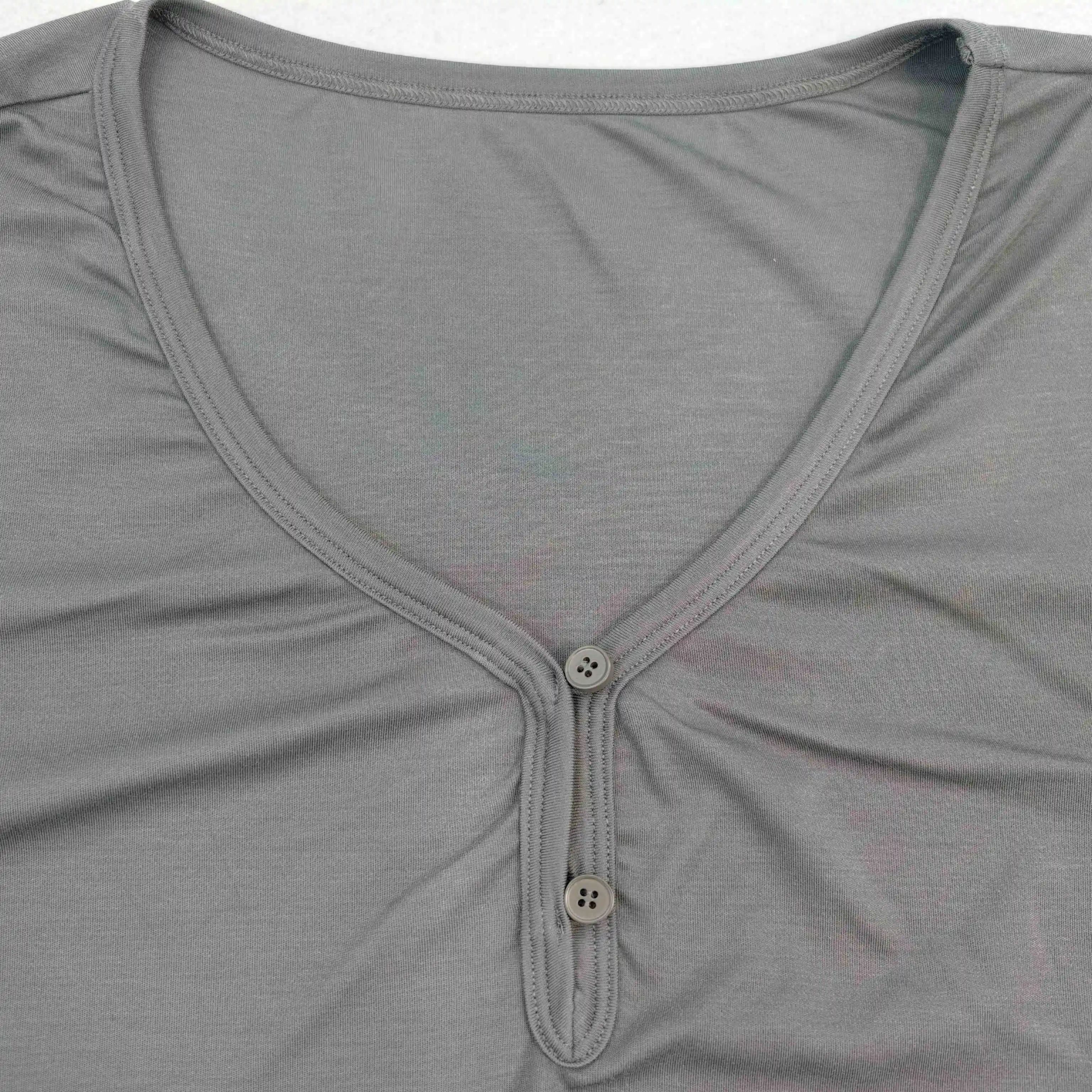 V-neck button placket detail for private label sampling