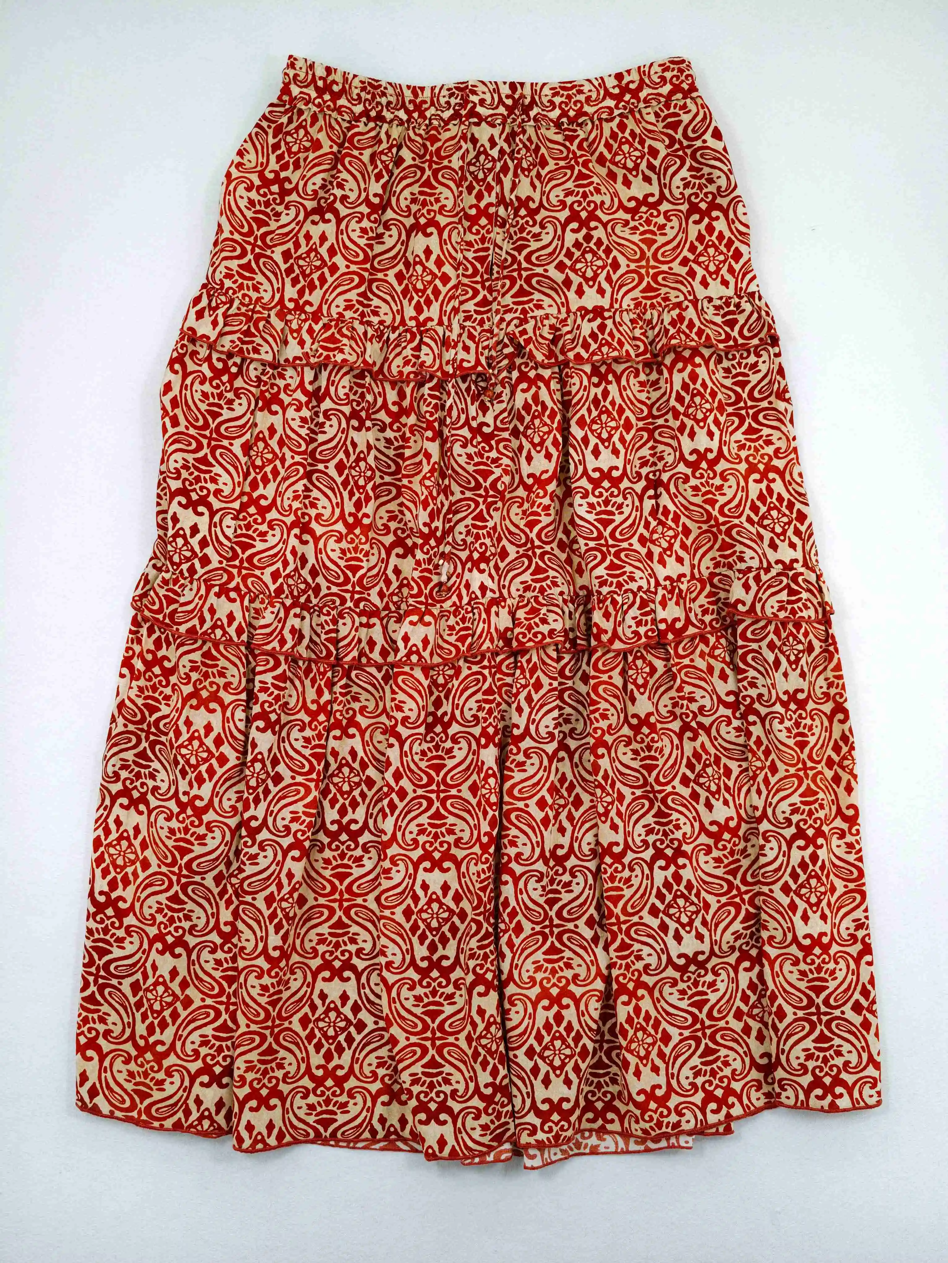 Back flat view with layered ruffle construction
