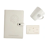 Coffret cadeau de luxe en PU blanc A5 avec tasse en céramique et porte-cartes