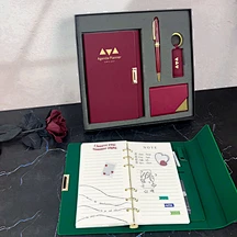 NotebookJournal Metal Ballpoint Pen Keychain Card HolderCustom Logo Business Gift Set