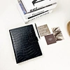 Refillable Journal Budget Planner with Card SlotsCustom Crocodile PU Leather 6 Ring Binder Notebook