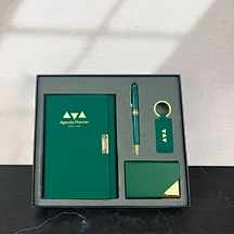NotebookJournal Metal Ballpoint Pen Keychain Card HolderCustom Logo Business Gift Set