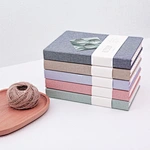 Linen Fabric Hardcover Grid Notebook