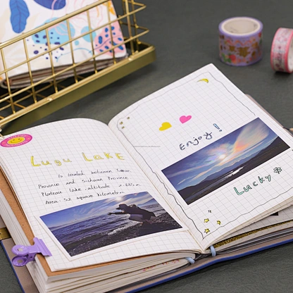 Elastic Band Closure Multi PVC Pockets Refillable Notebook