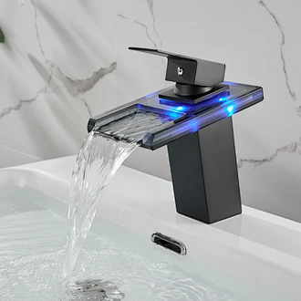 ROVATE Brass LED Waterfall Bathroom Faucet