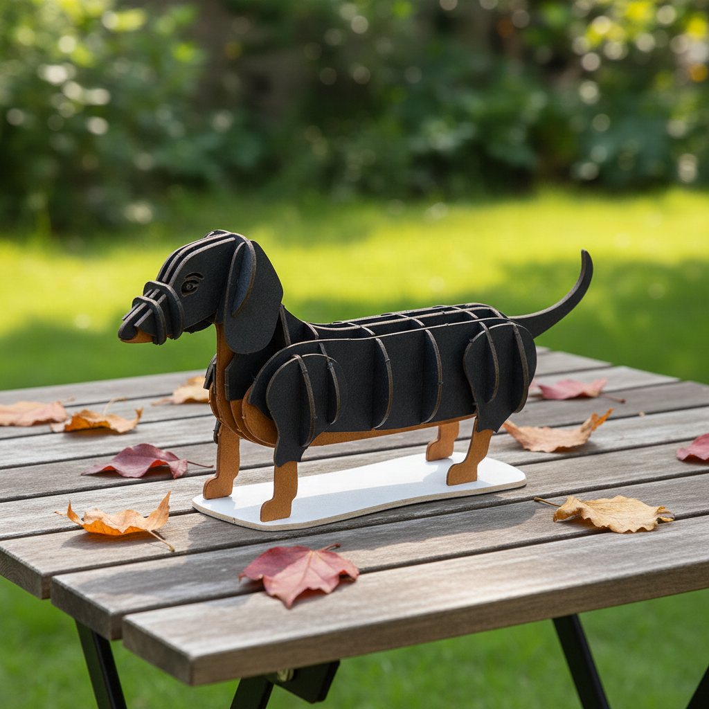 3D Dachshund Creative Dog Cardboard Puzzle Model- Pet Animal DIY Building Arts and Craft Kit for Stationery Gift Toys Shop