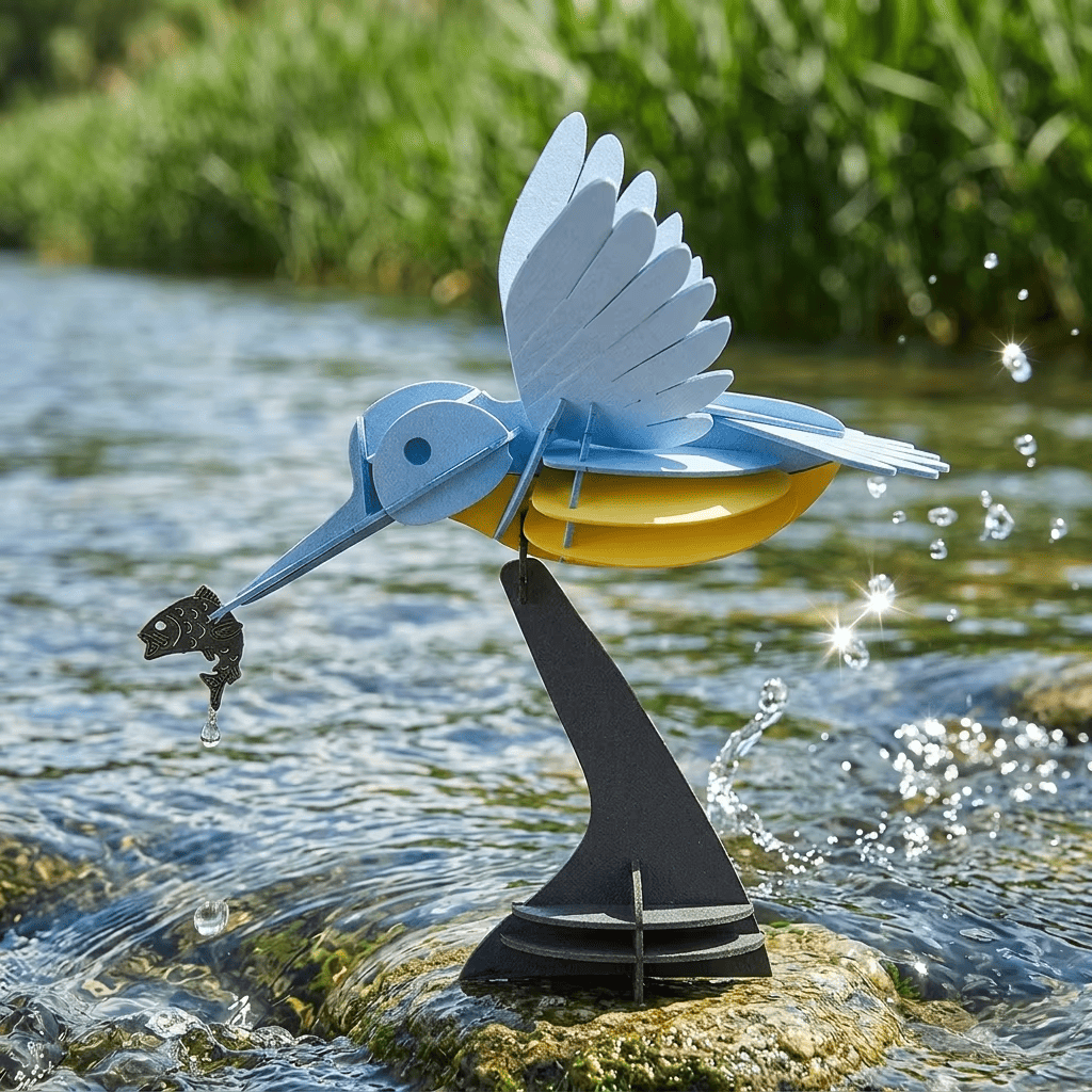 CUPUZ Kingfisher 3D Paper Model Kit, lifelike colorful river kingfisher bird souvenir DIY paper puzzle