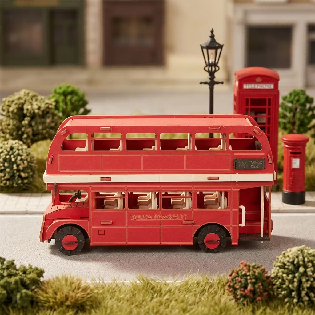 CUPUZ London Bus Double Decker 3D Paper Puzzle Model Kit for age 10+
