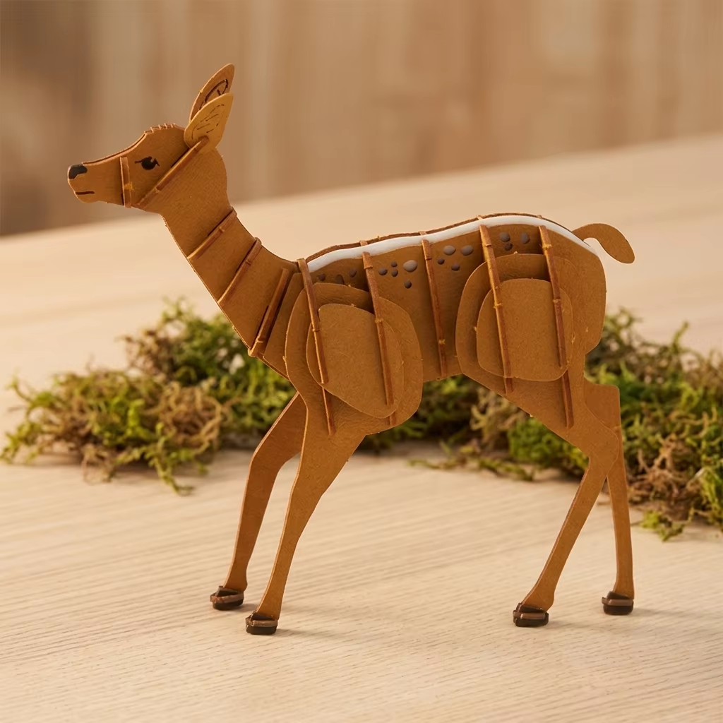 CUPUZ Fawn 3D Paper Model Kit, lifelike spotted baby deer wildlife souvenir DIY paper puzzle