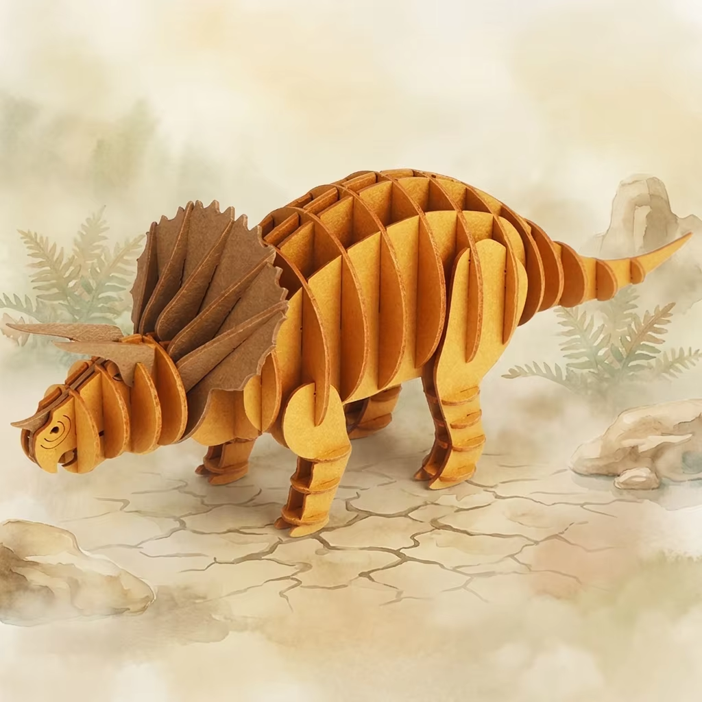 CUPUZ Triceratops 3D Paper Model Kit, lifelike prehistoric triceratops dinosaur souvenir DIY paper puzzle