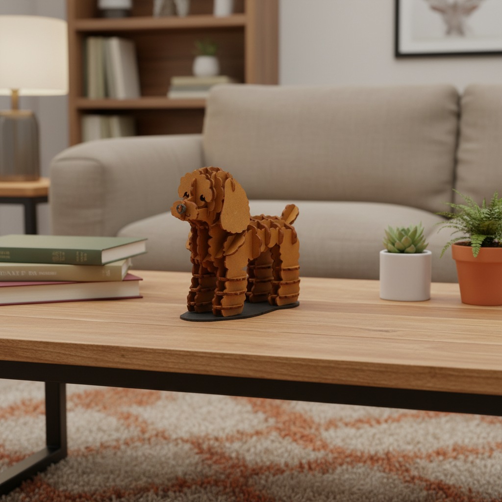 3D Poodle Creative Dog Cardboard Puzzle Model- Pet Animal DIY Building Arts and Craft Kit for Stationery Gift Toys Shop