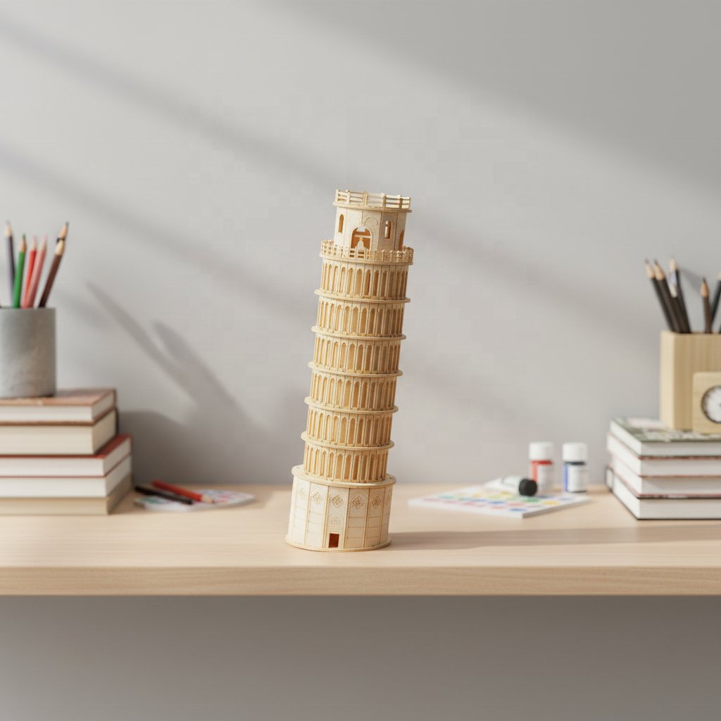 3D Leaning Tower of Pisa Cardboard Construction Kit – DIY Puzzle Model for Ages 10+