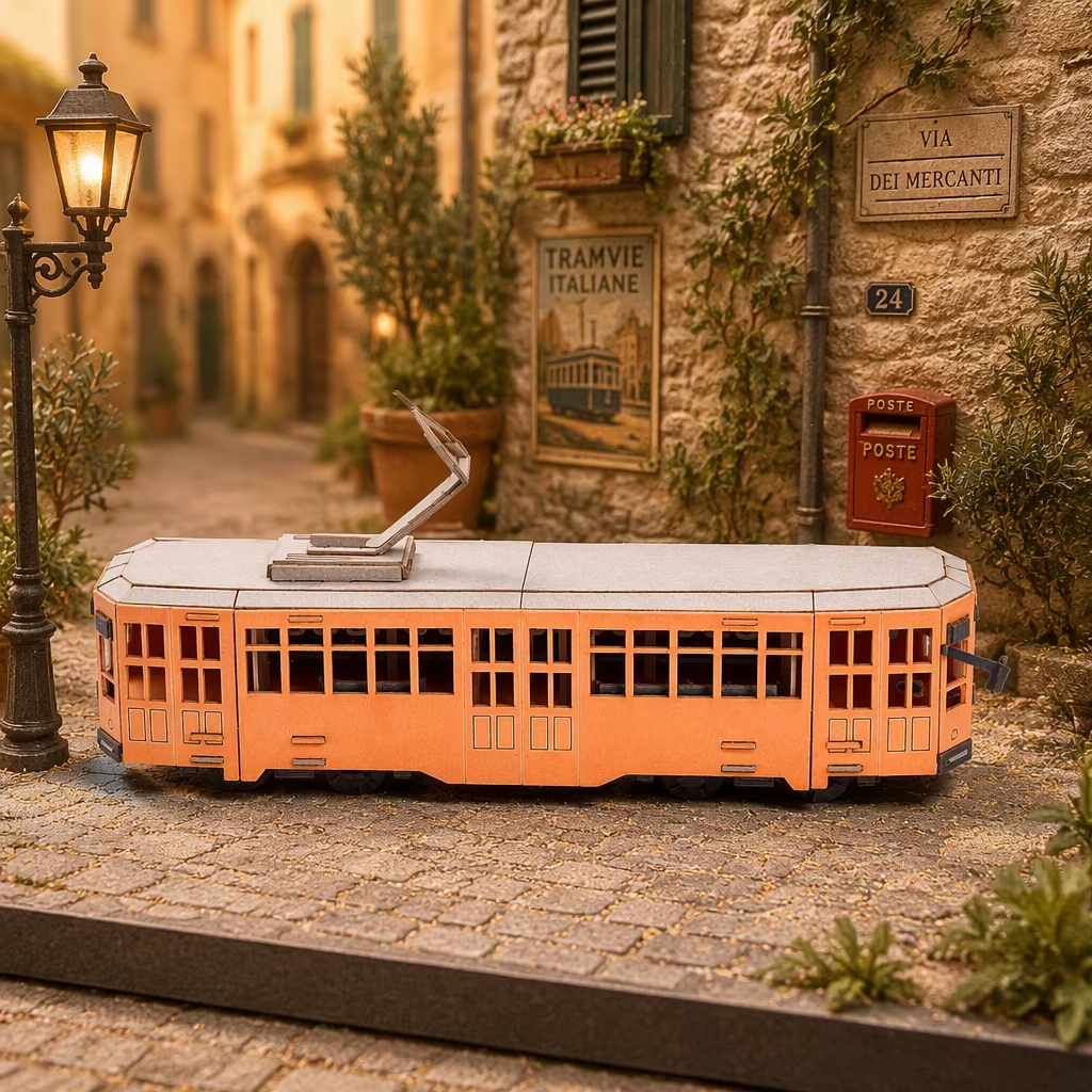 CUPUZ Italy Vintage Tram 3D Paper Model Kit——for age 10+