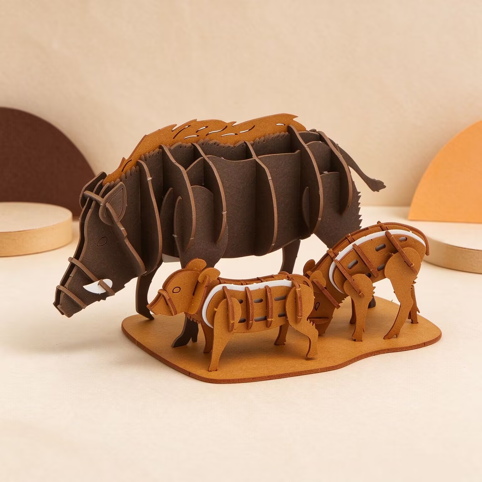 CUPUZ 3D Paper Puzzle Wild Boar Family DIY Animal Model