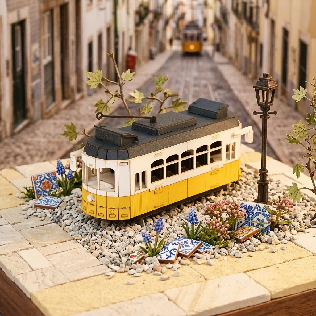 CUPUZ 3D Paper Puzzle Lisbon Tram 3D Model Kit for age 10+